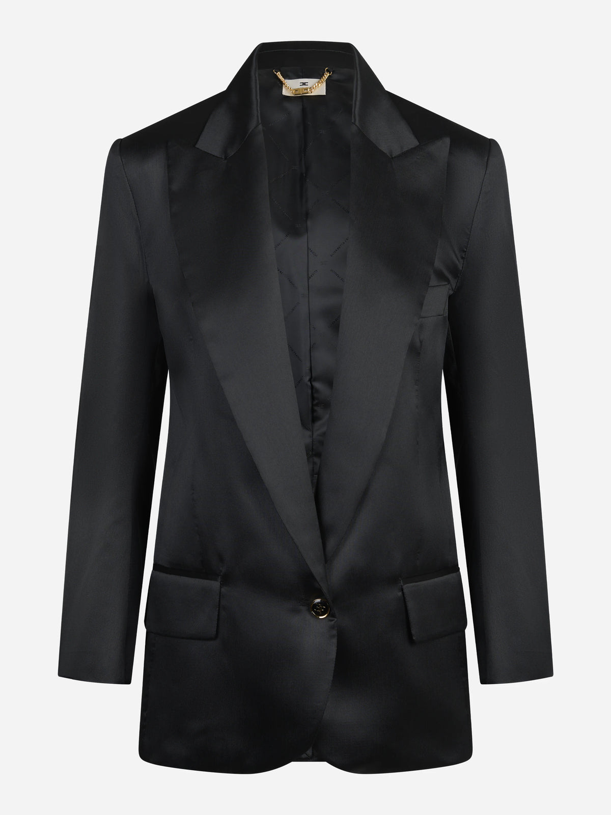 Blazer monopetto in gazar nero - vista frontale
