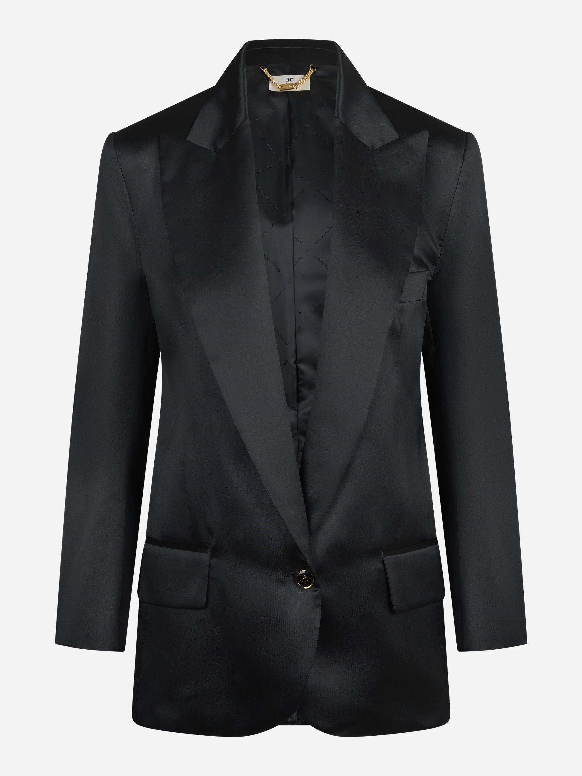 Blazer monopetto in gazar nero - vista frontale