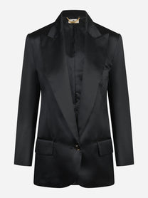 Blazer monopetto in gazar nero - vista frontale