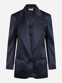 Blazer monopetto in gazar blu notte - vista frontale