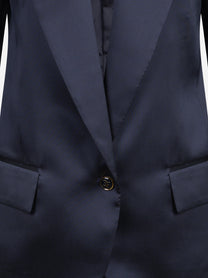 Blazer monopetto in gazar blu notte - dettaglio prodotto