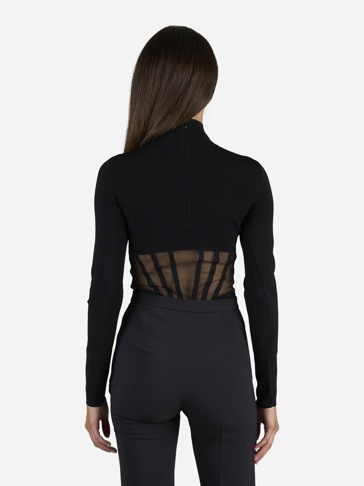 Body bustier in maglia a coste - indossato, vista posteriore