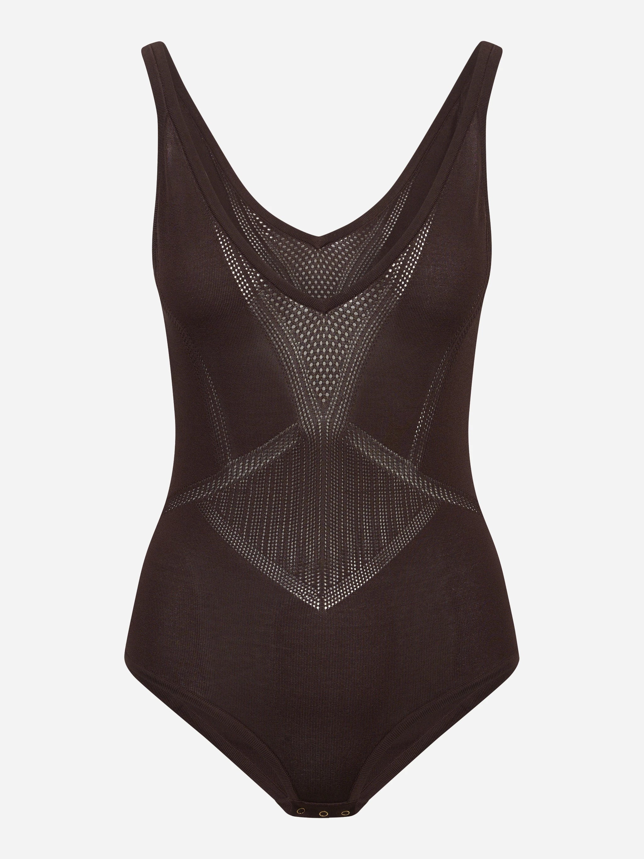 Body marrone in maglia traforata