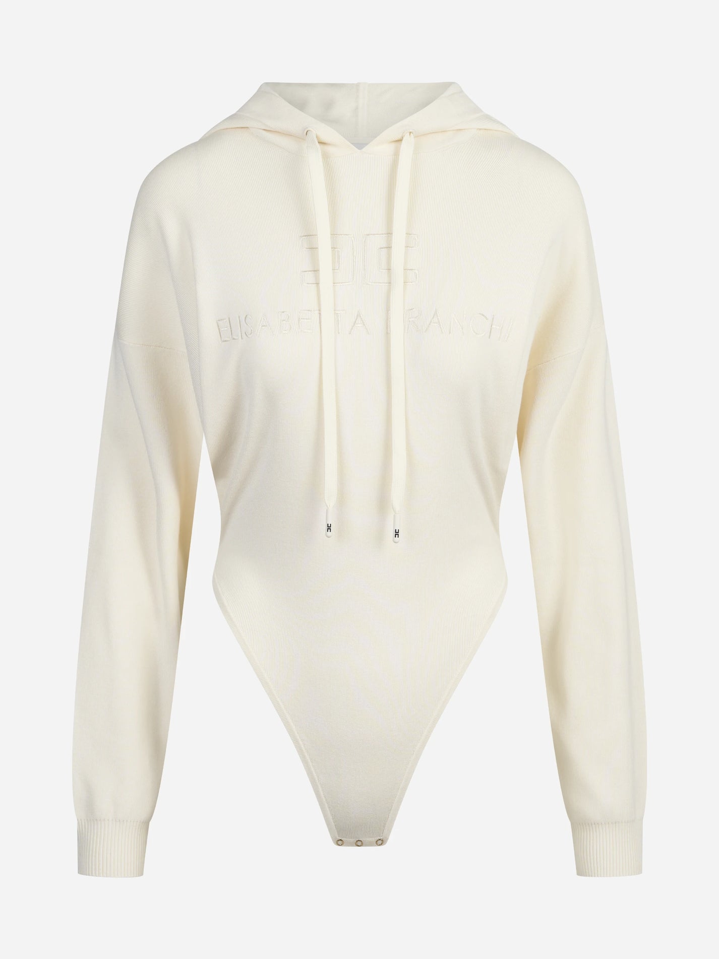 Body in maglia con cappuccio avorio - vista frontale