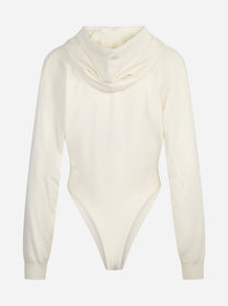 Body in maglia con cappuccio avorio - vista posteriore