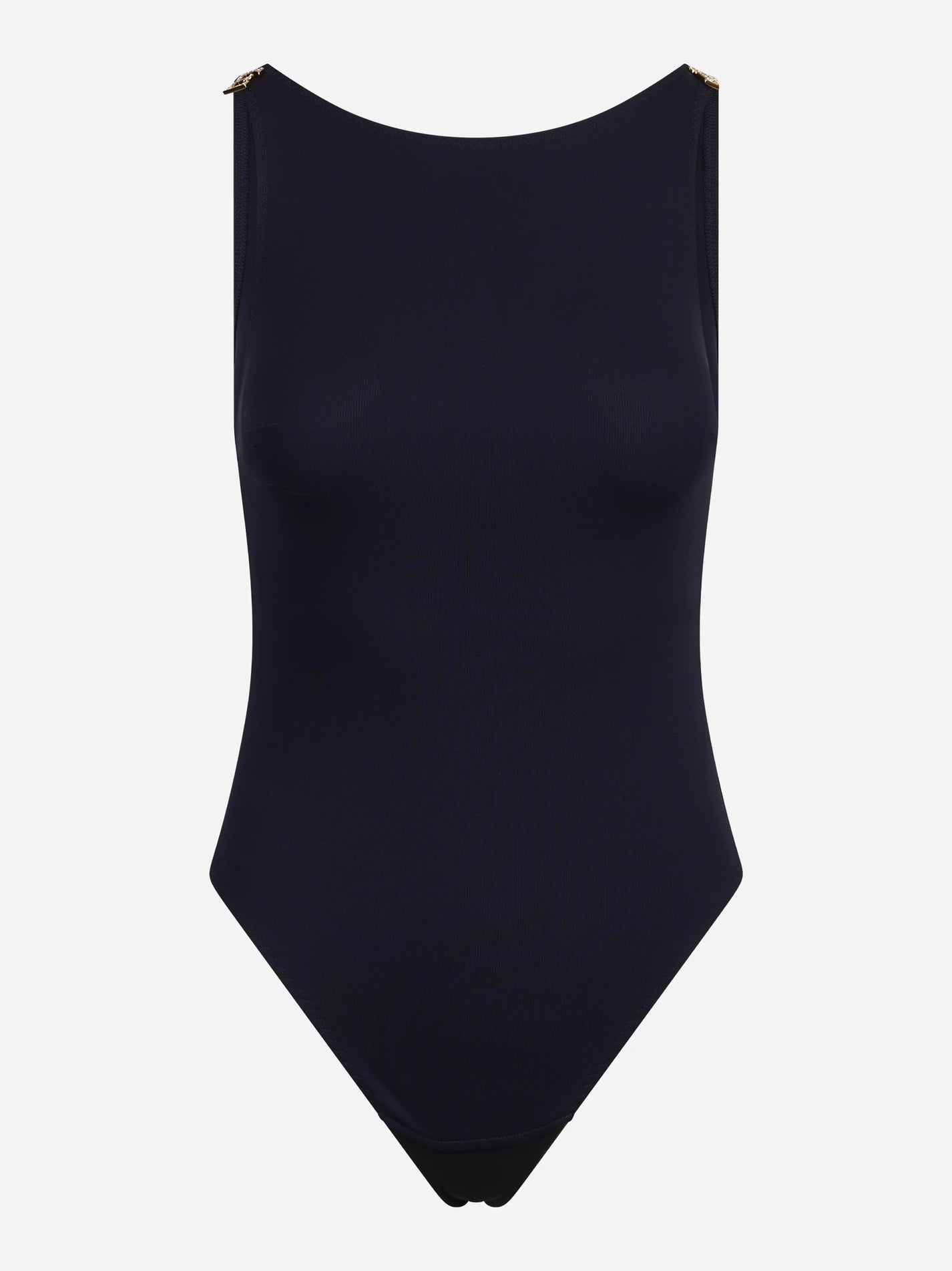 Body smanicato in jersey crêpe blu notte - vista frontale