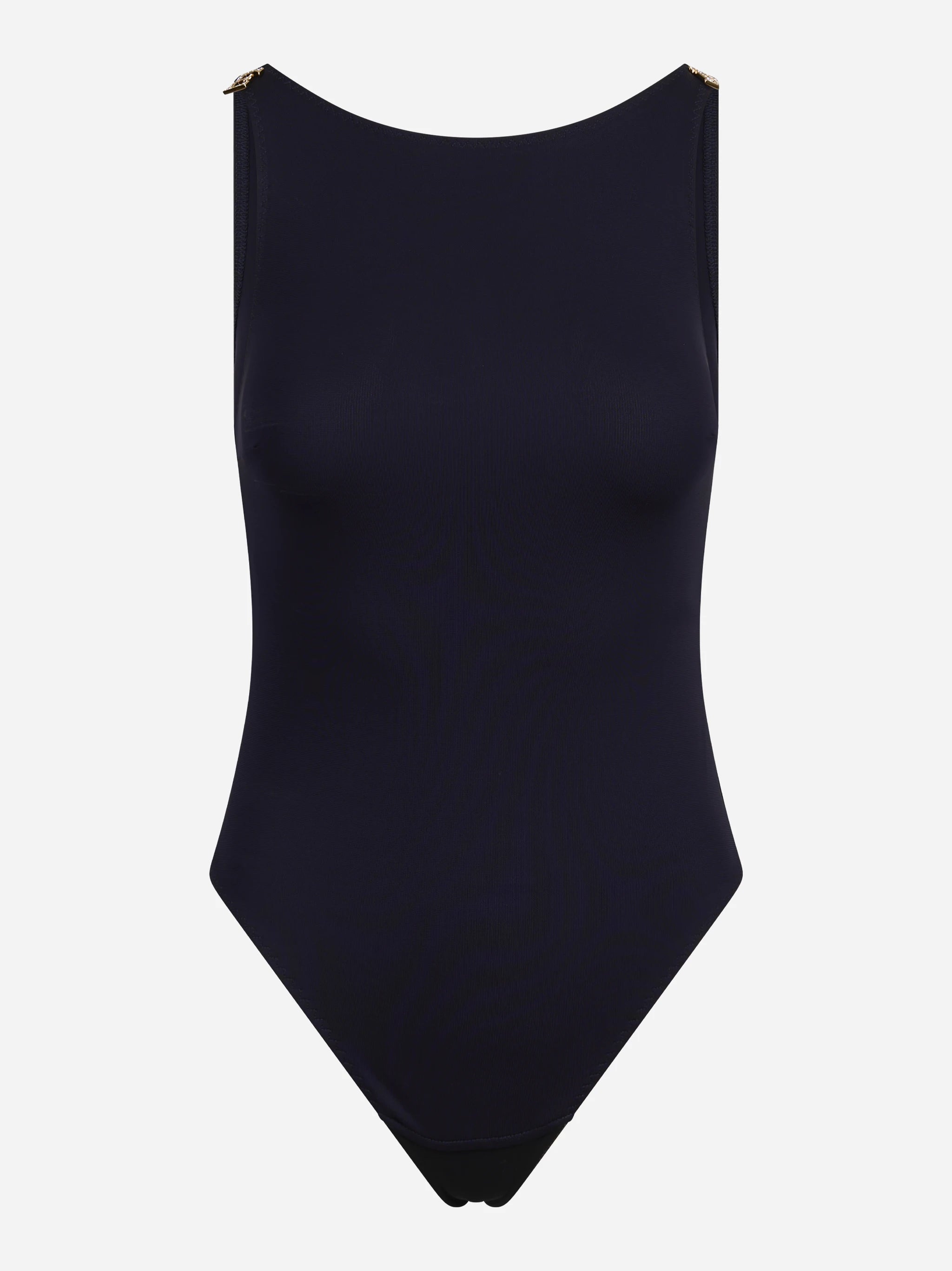 Body smanicato in jersey crêpe blu notte - vista frontale