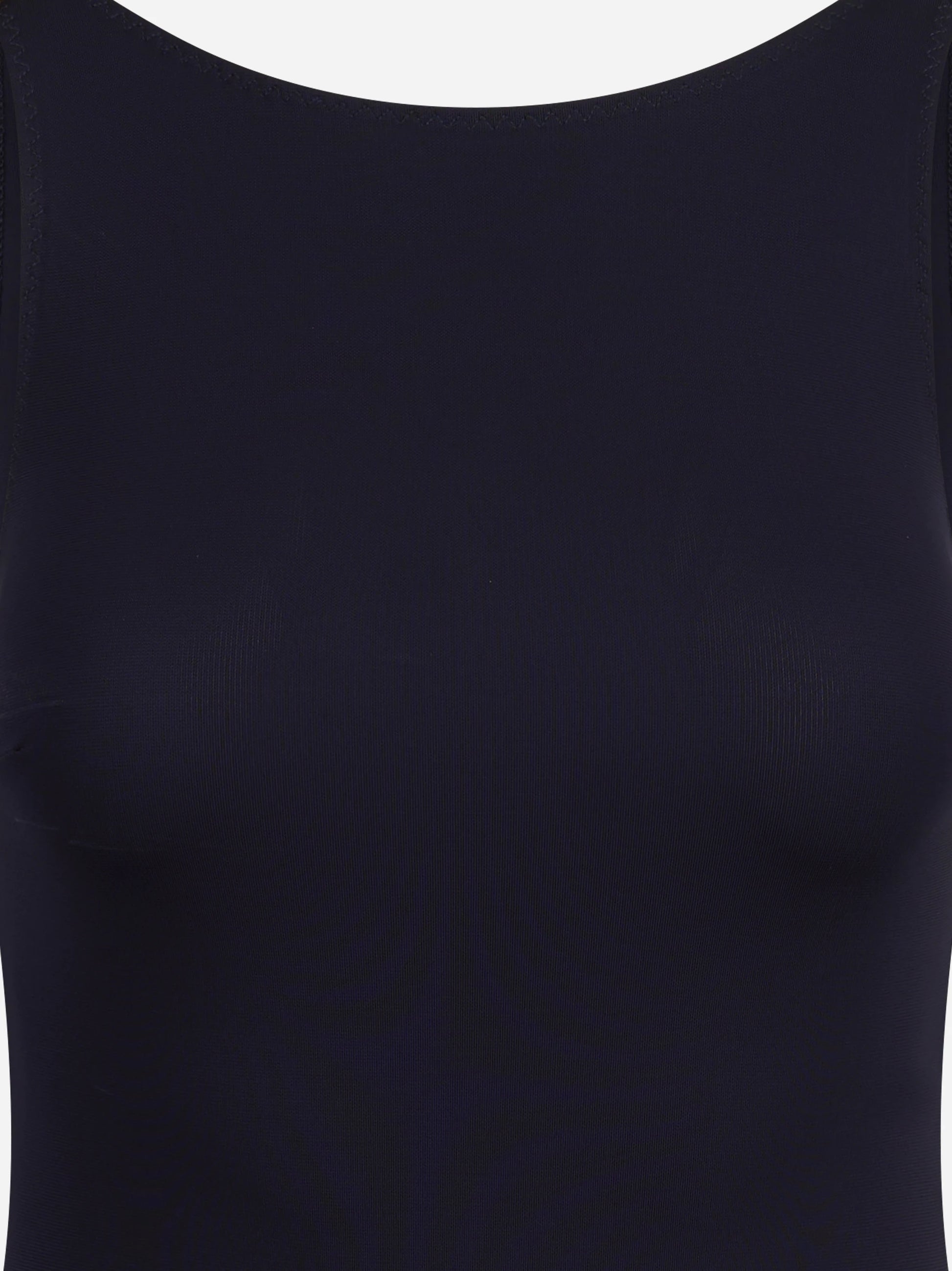 Body smanicato in jersey crêpe blu notte - dettaglio prodotto