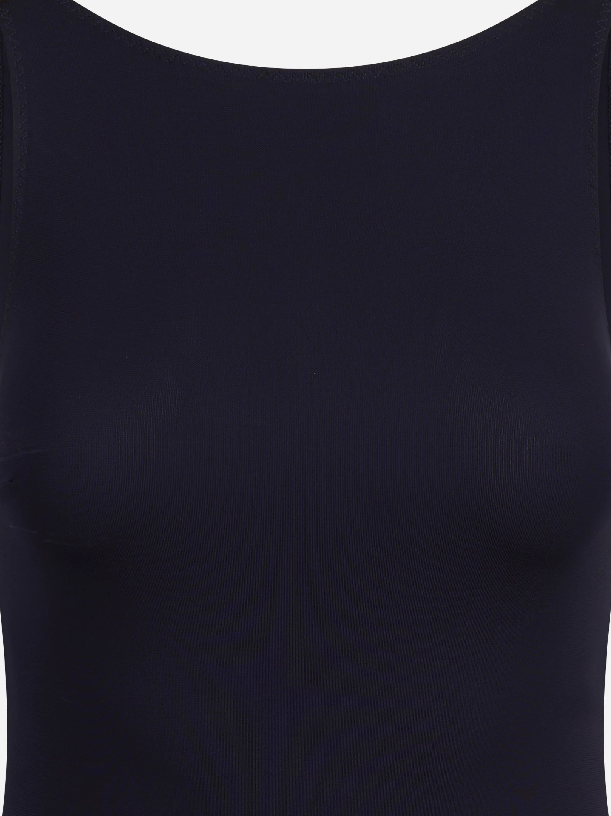 Body smanicato in jersey crêpe blu notte - dettaglio prodotto