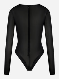Retro body nero in tulle con zip invisibile - Elisabetta Franchi