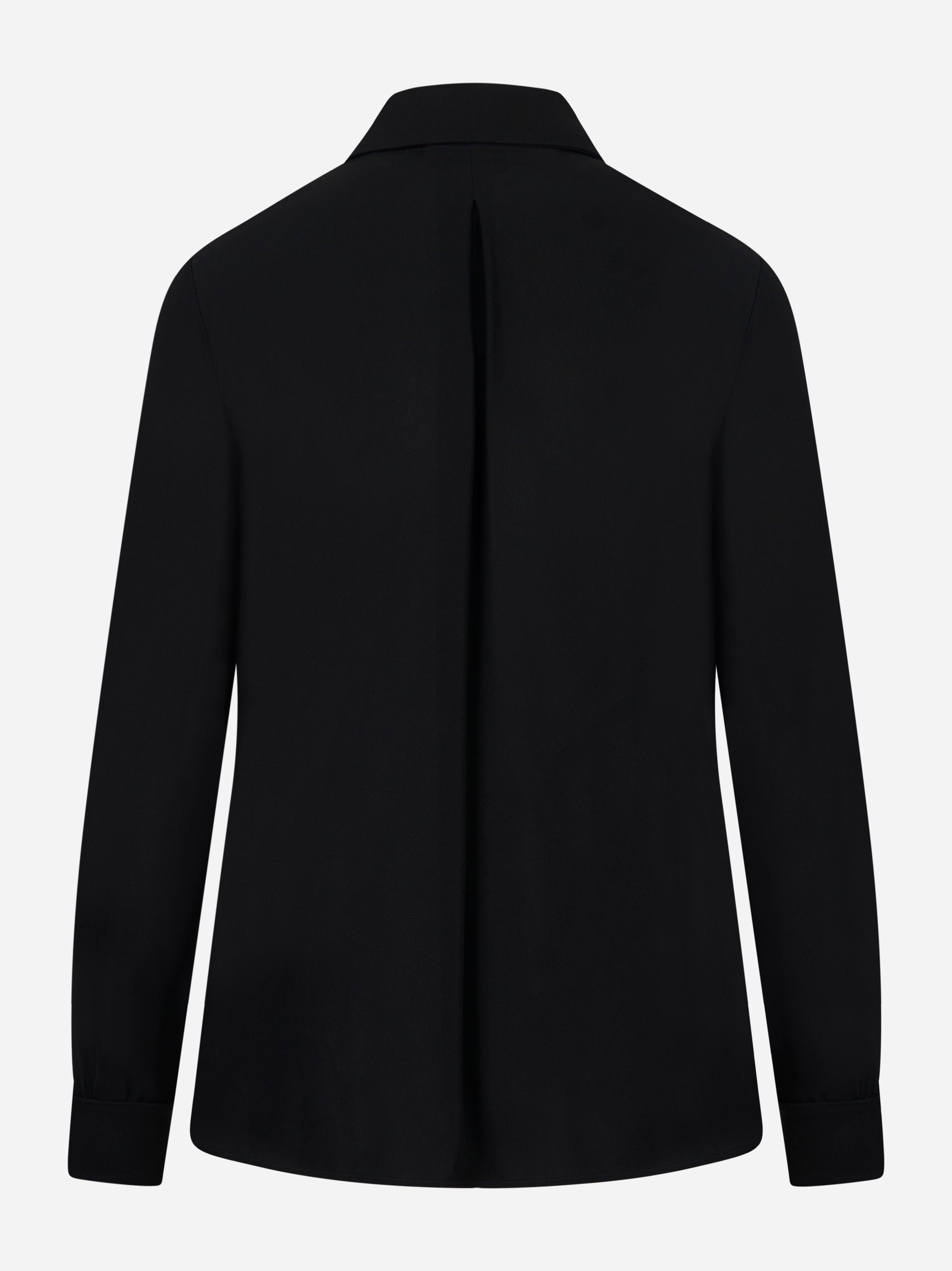 elisabetta-franchi-camicia georgette nera con foulard stampato vista posteriore
