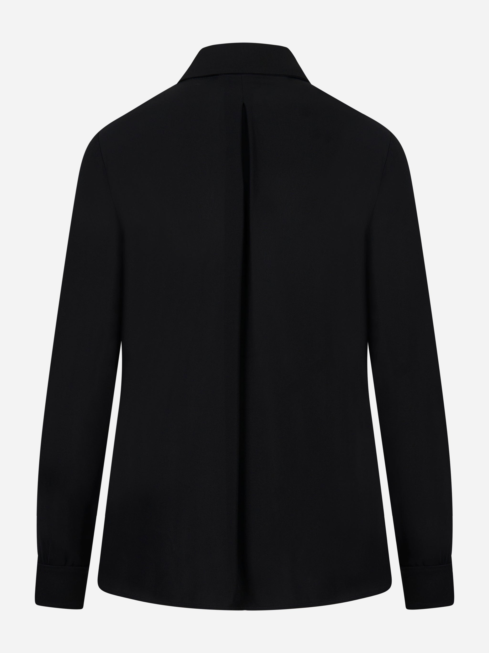 elisabetta-franchi-camicia georgette nera con foulard stampato vista posteriore
