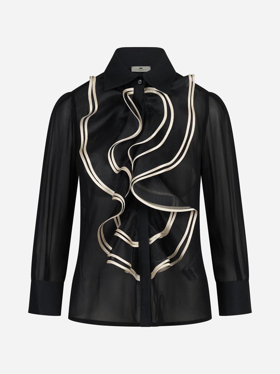 Camicia in georgette con ruches - vista frontale
