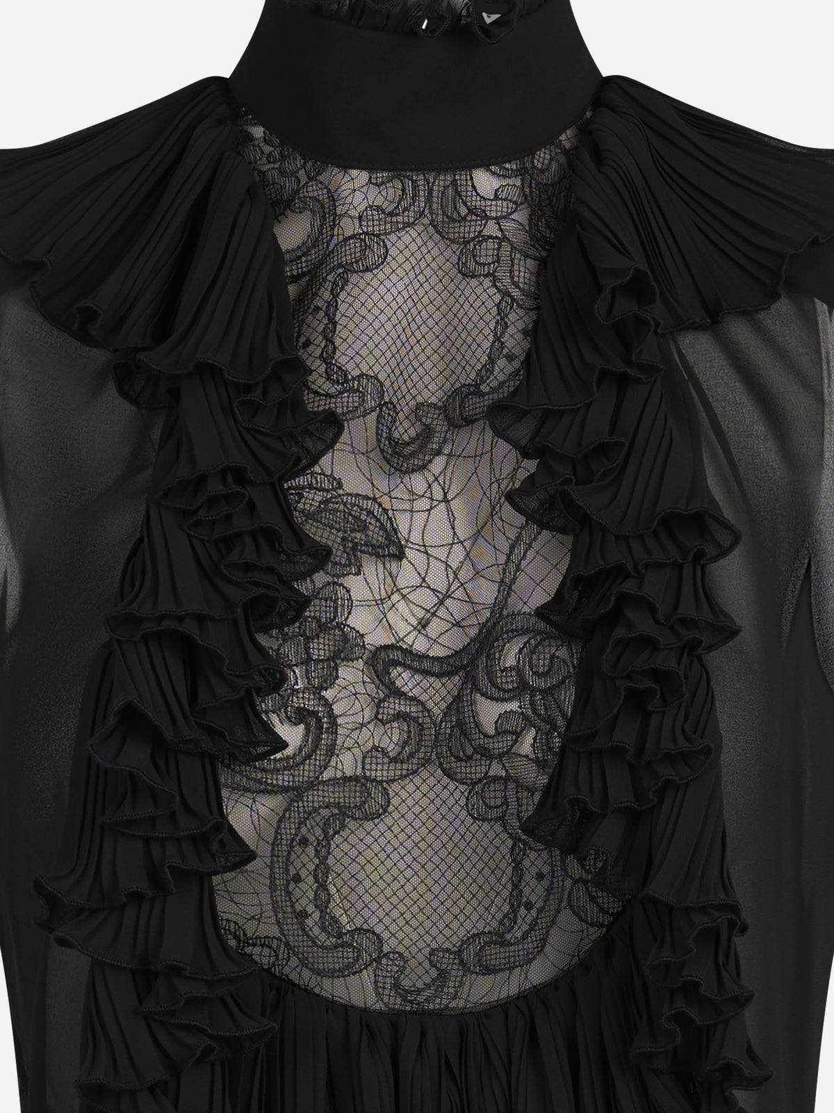 Body in pizzo con collo alto nero - vista posteriore