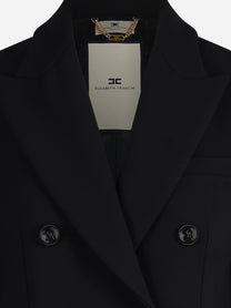Cappotto lungo doppiopetto in doppio crêpe nero - dettaglio prodotto