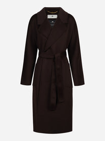 Cappotto a vestaglia in lana dark chocolate - vista frontale