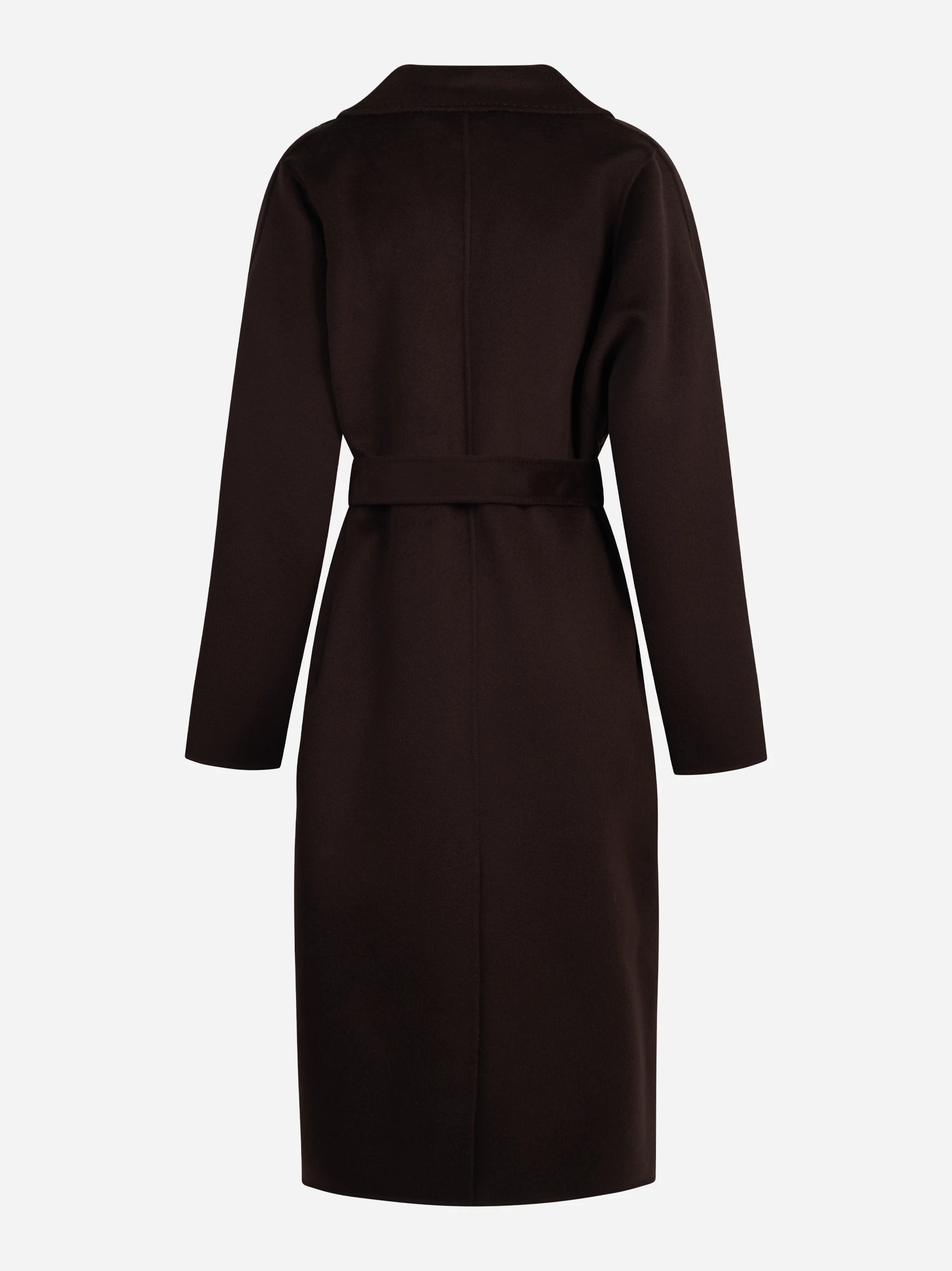 Cappotto a vestaglia in lana dark chocolate - vista posteriore