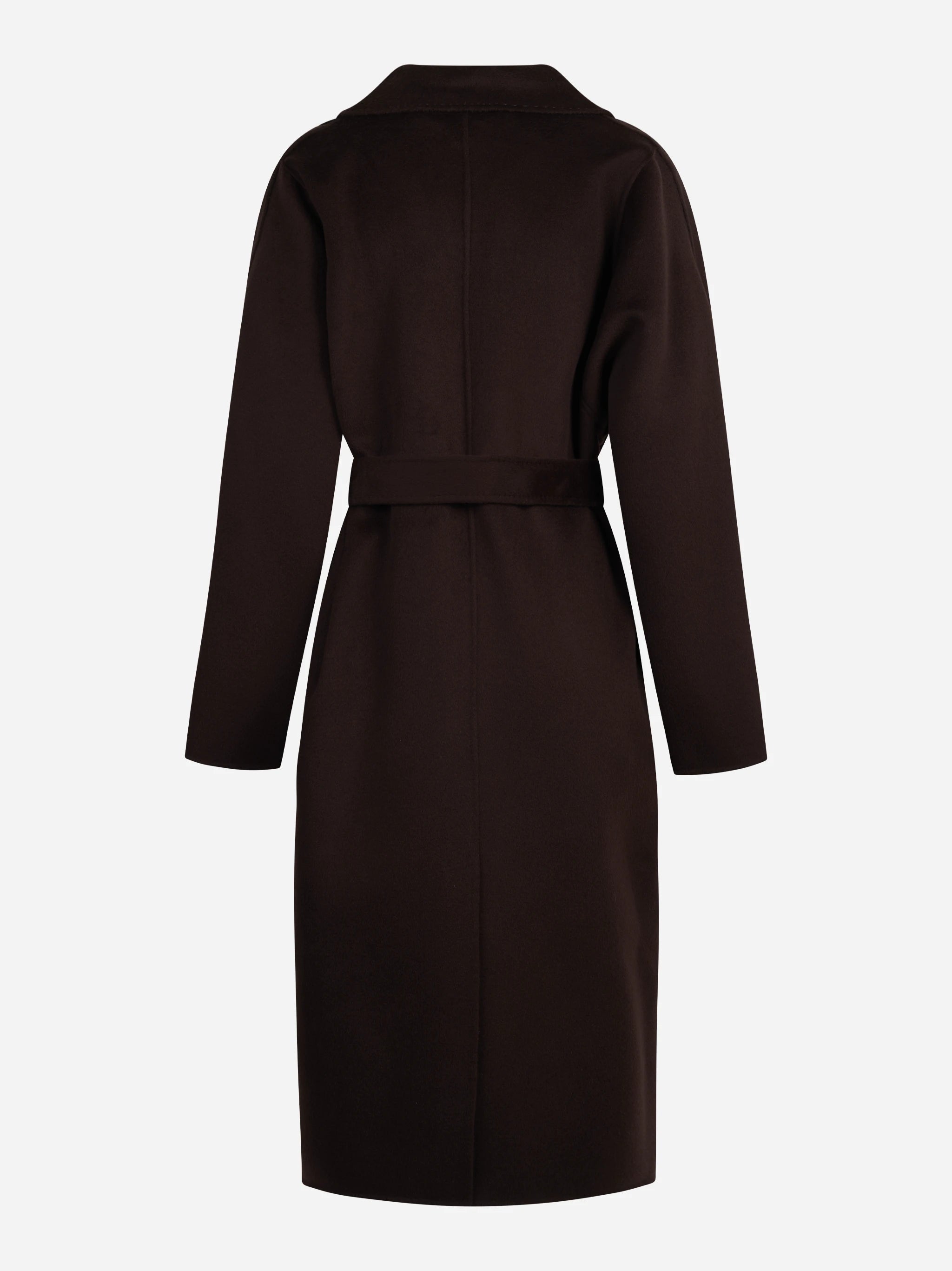 Cappotto a vestaglia in lana dark chocolate - vista posteriore