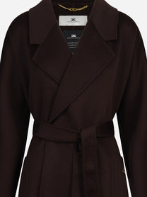 Cappotto a vestaglia in lana dark chocolate - dettaglio prodotto