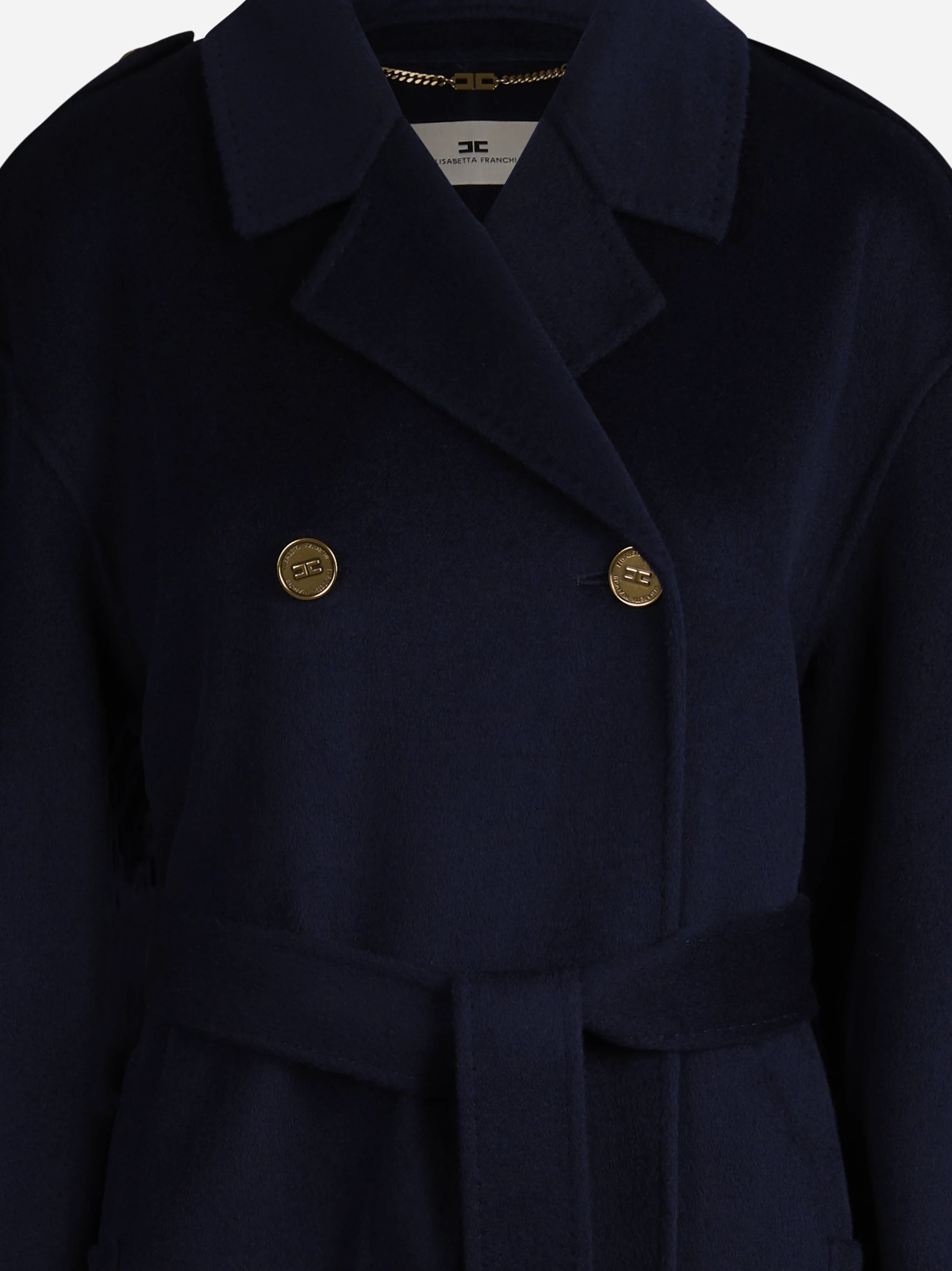 Cappotto trench in lana con cintura blu - dettaglio prodotto