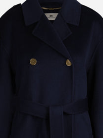 Cappotto trench in lana con cintura blu - dettaglio prodotto