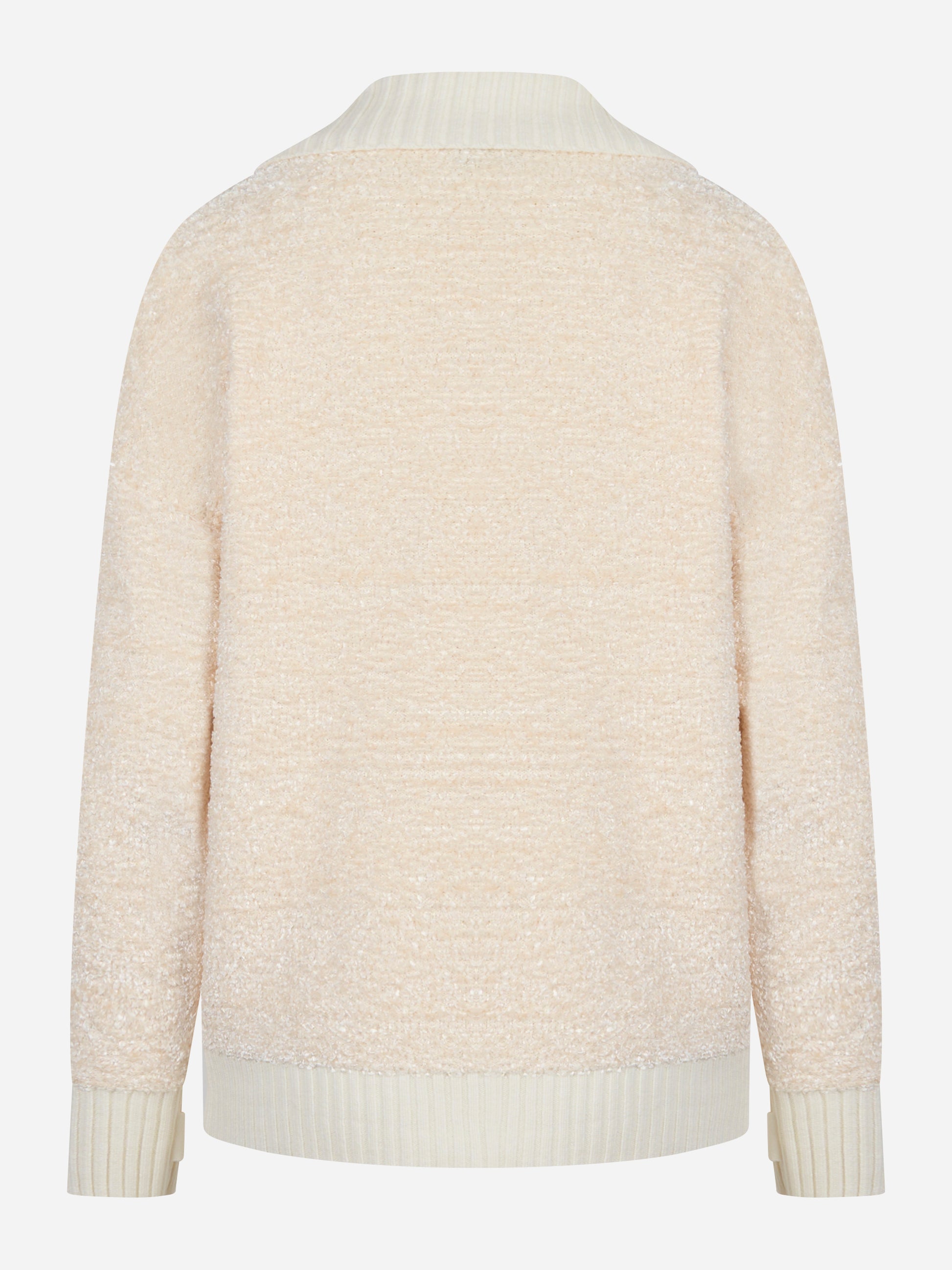 Cardigan in ciniglia bouclé color panna con bottoni gioiello Elisabetta Franchi - retro