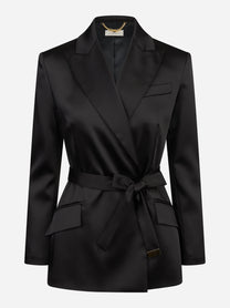 Giacca in raso stretch con cintura nera