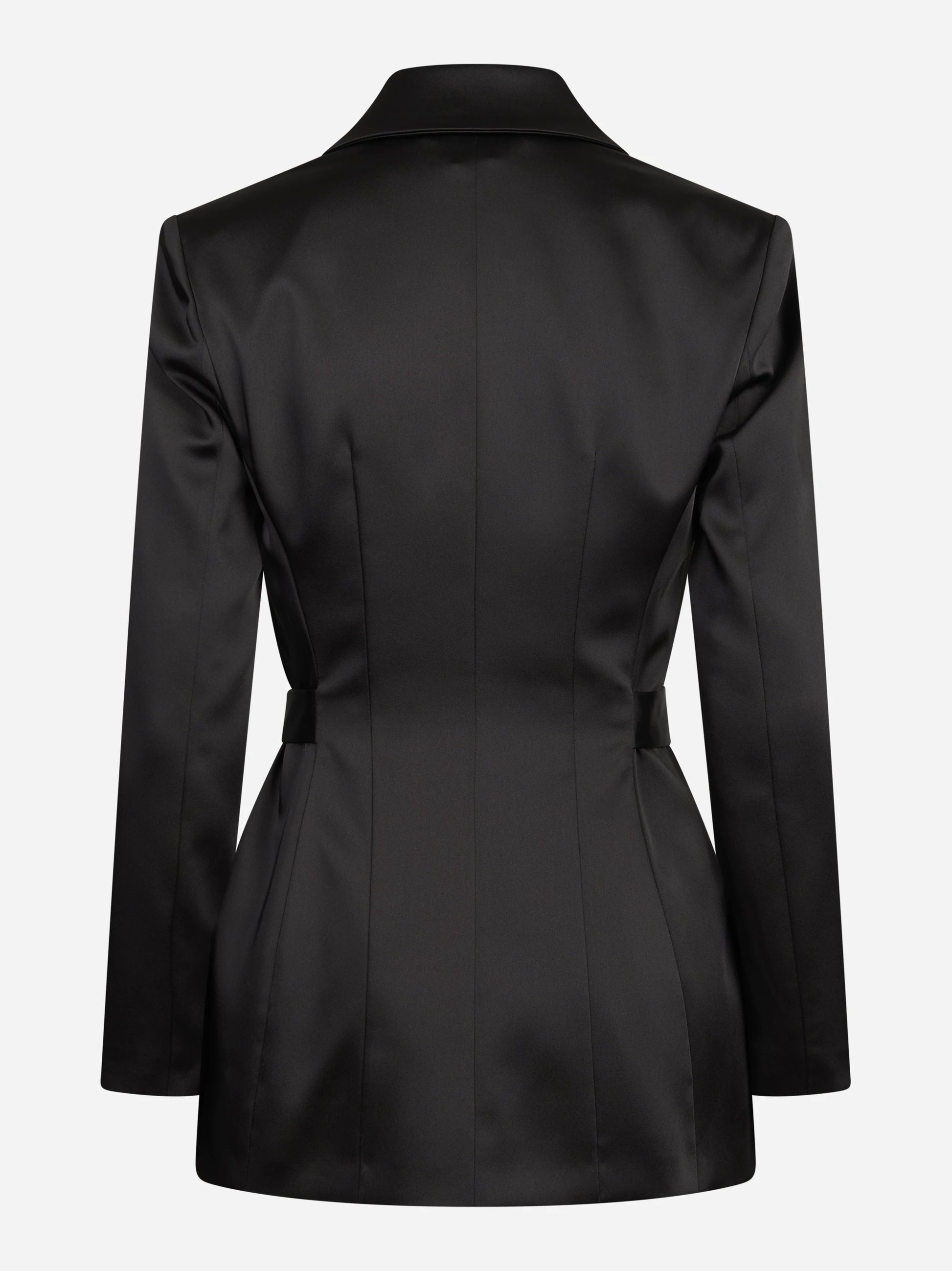Giacca in raso stretch con cintura nera