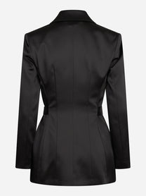Giacca in raso stretch con cintura nera