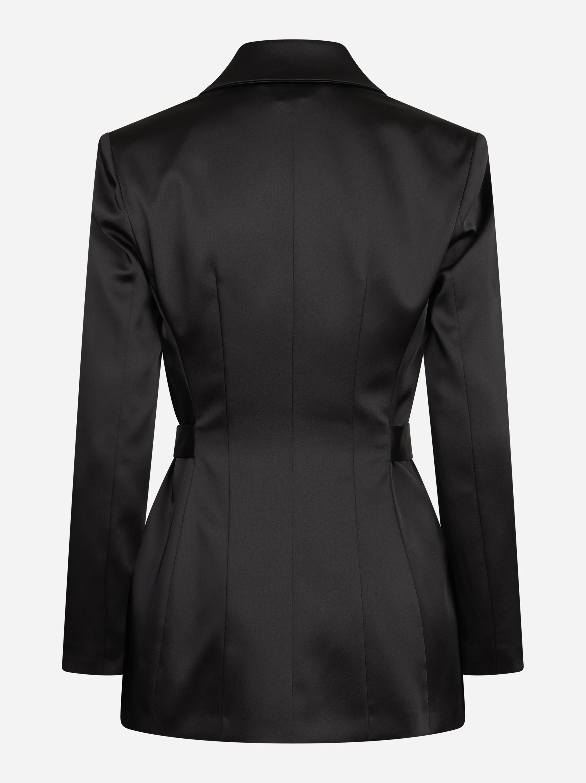 Giacca in raso stretch con cintura nera