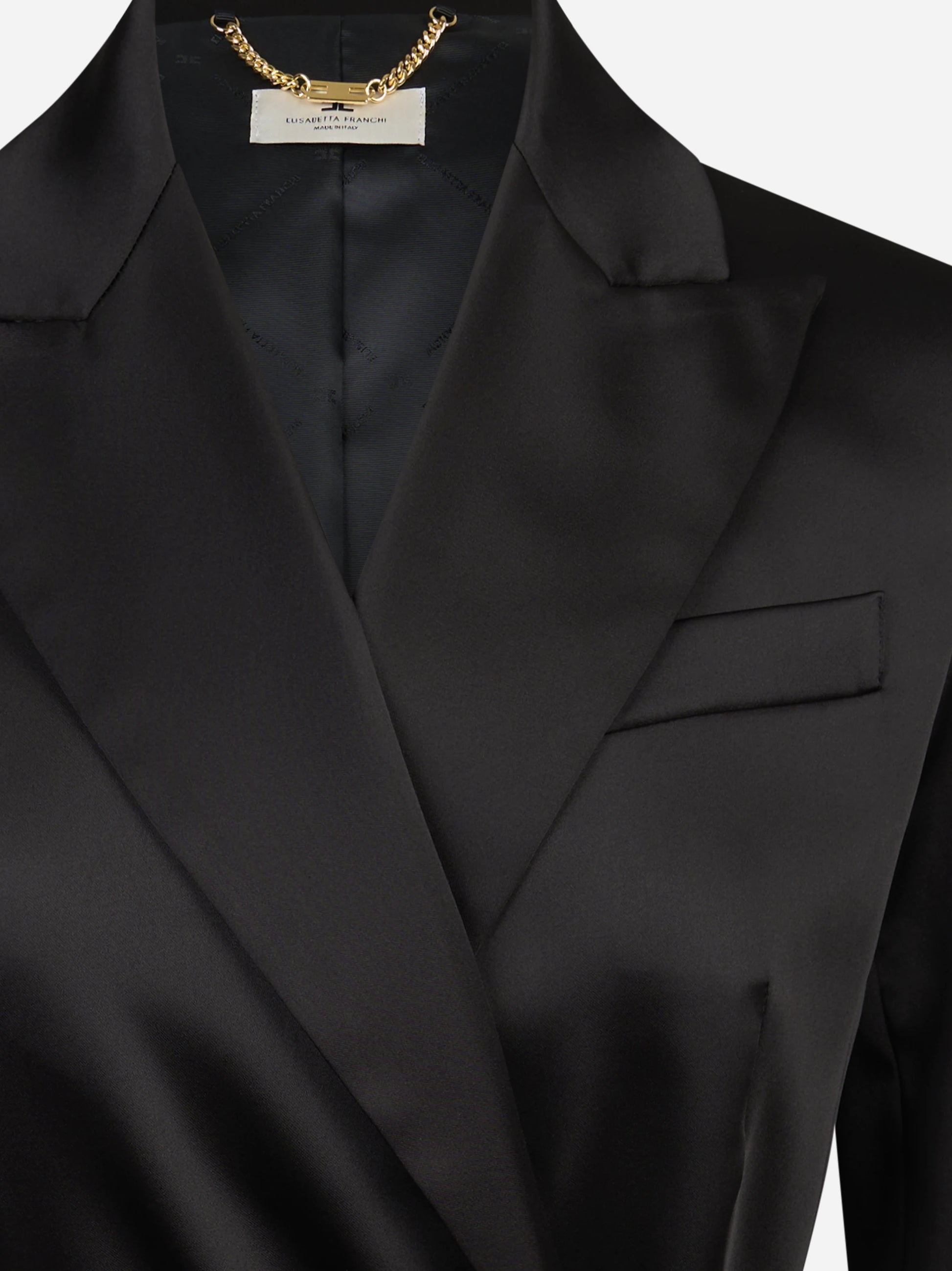 Giacca in raso stretch con cintura nera