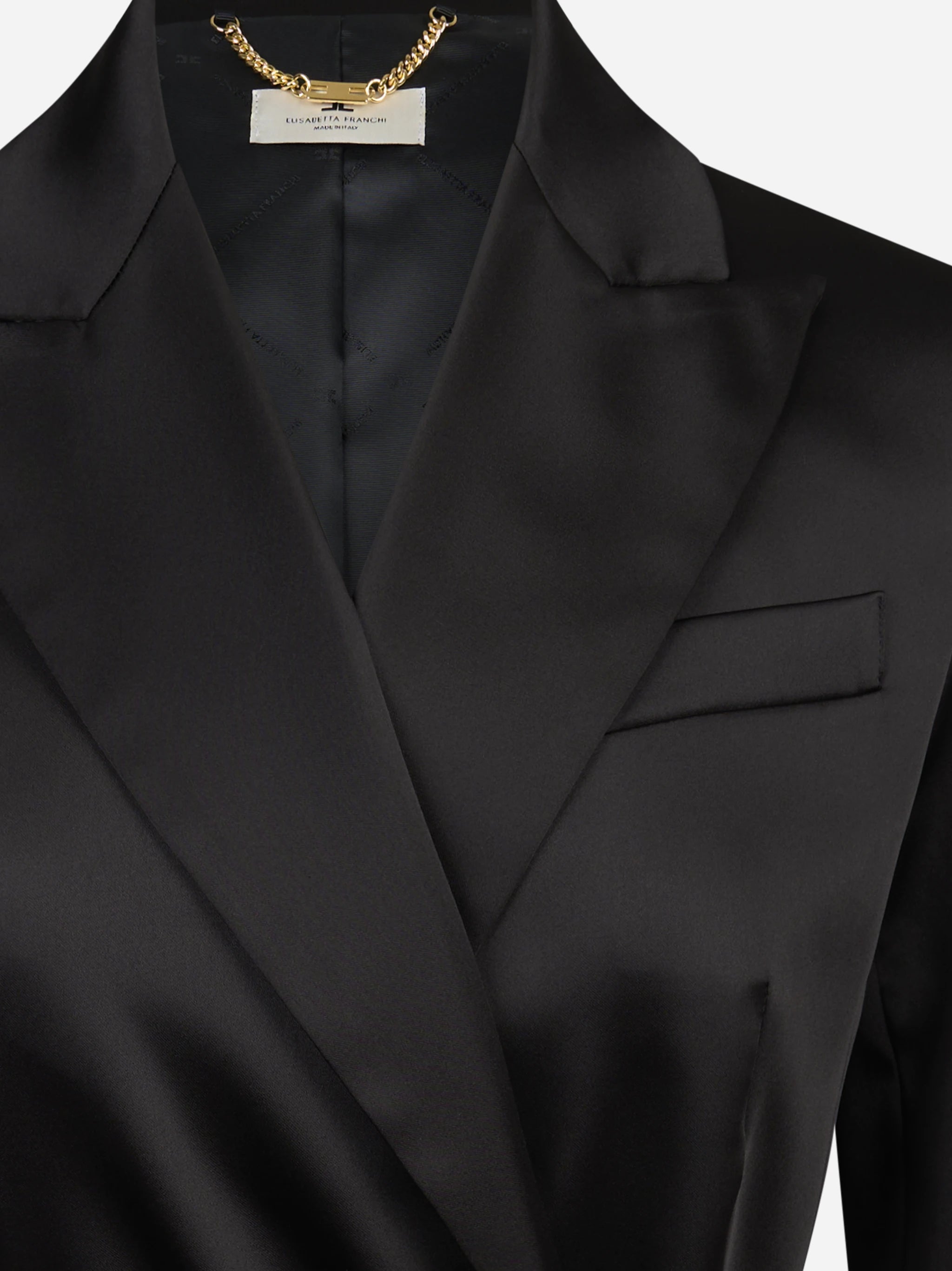 Giacca in raso stretch con cintura nera