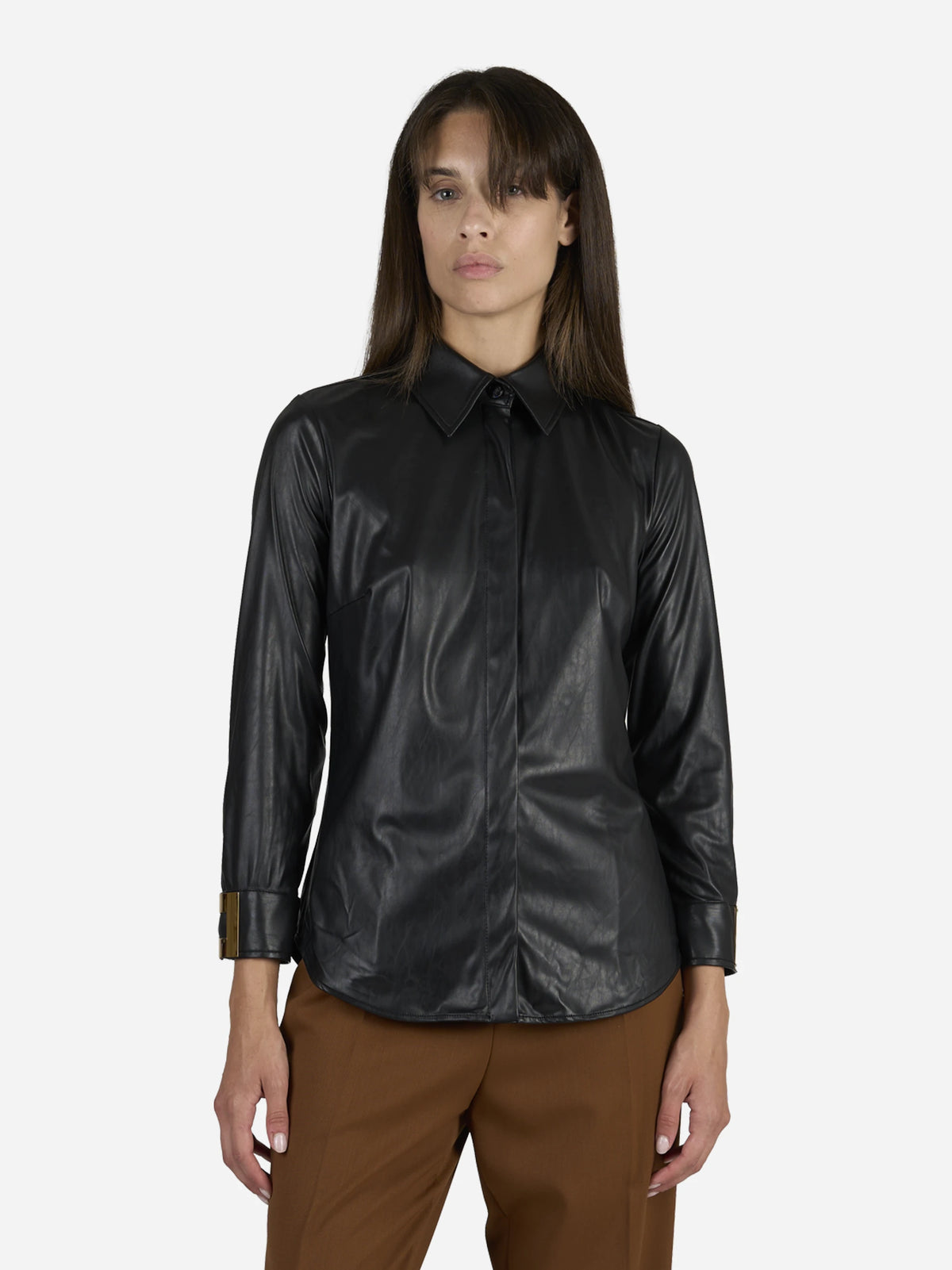 Camicia con logo gioiello nera - indossato, vista frontale