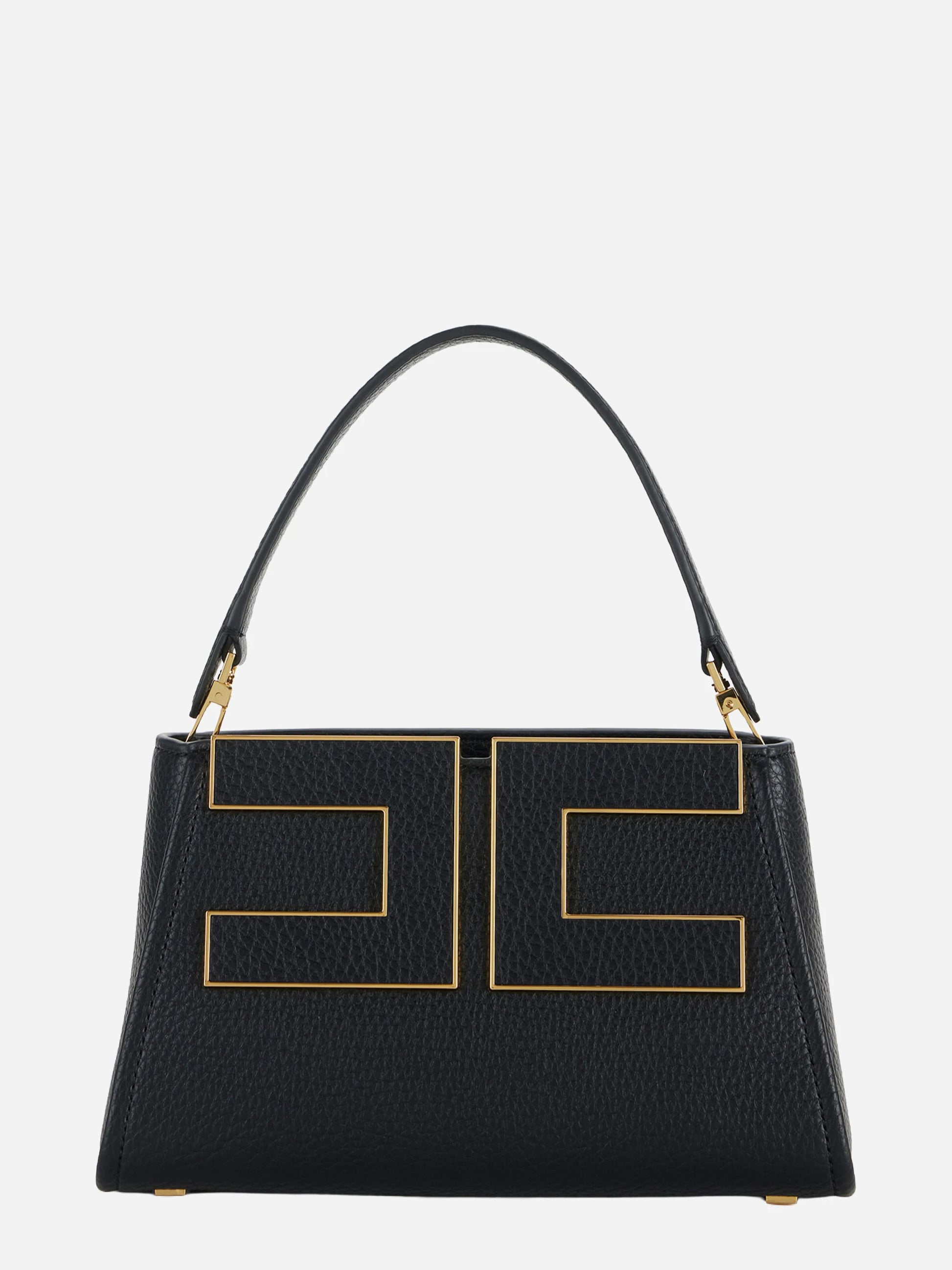 Borsa a mano con logo nera Elisabetta Franchi, vista 1 di 4