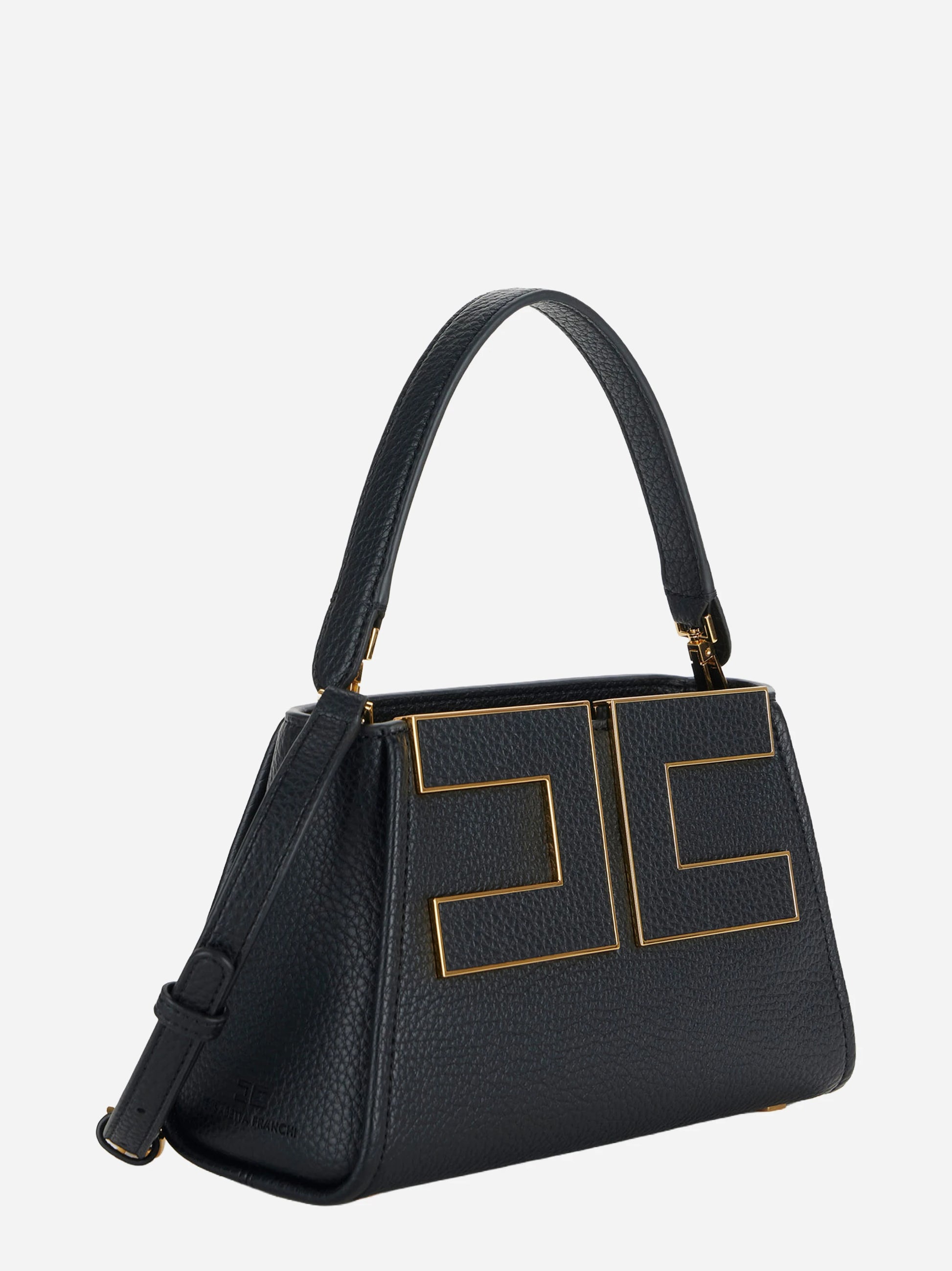 Borsa a mano con logo nera Elisabetta Franchi, vista 2 di 4