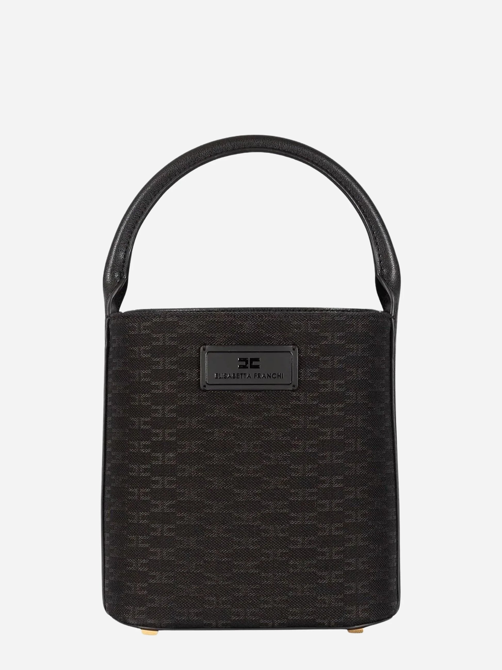 Borsa a secchiello monogram nera Elisabetta Franchi, vista 1 di 3
