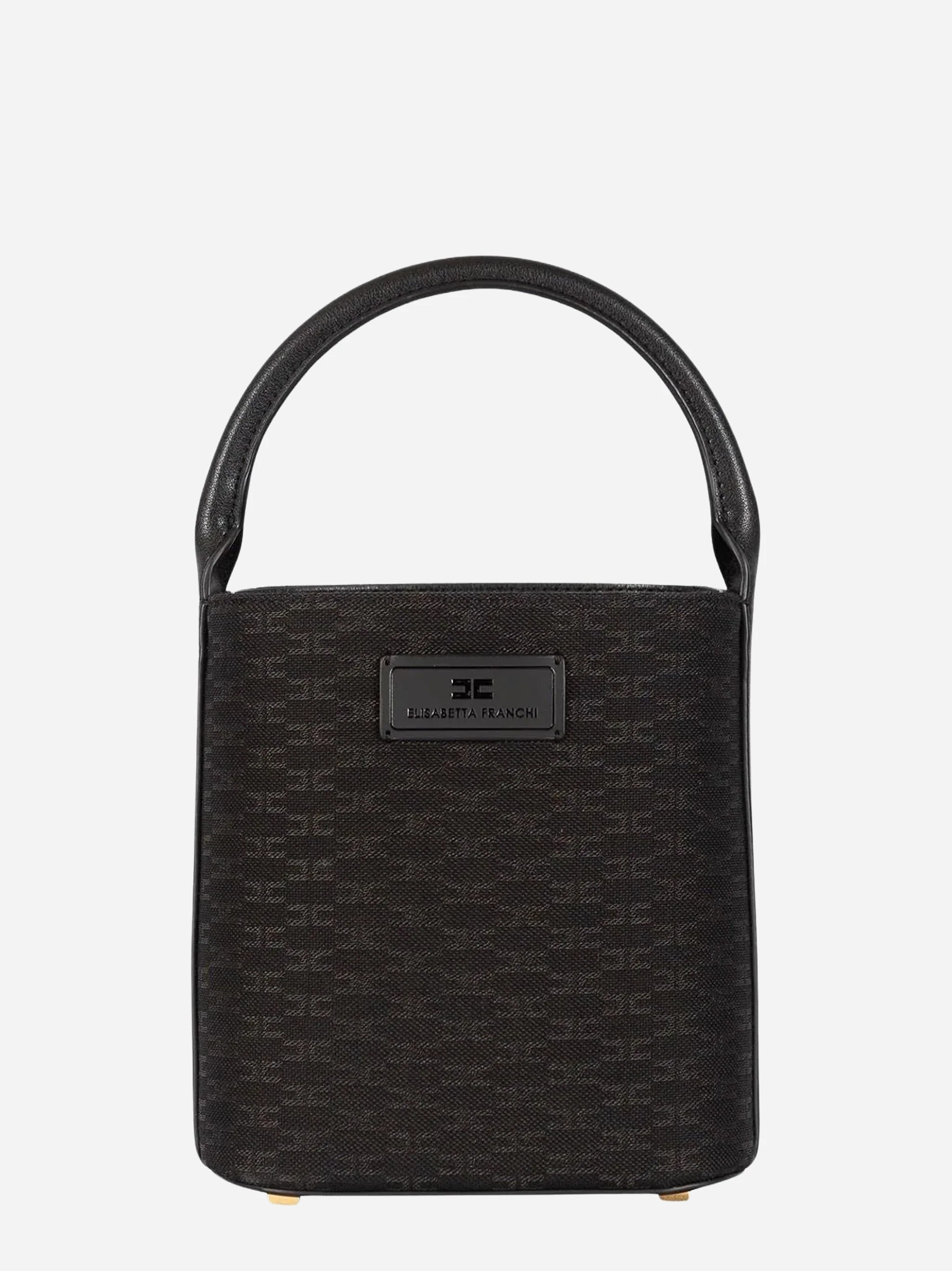 Borsa a secchiello monogram nera Elisabetta Franchi, vista 1 di 3