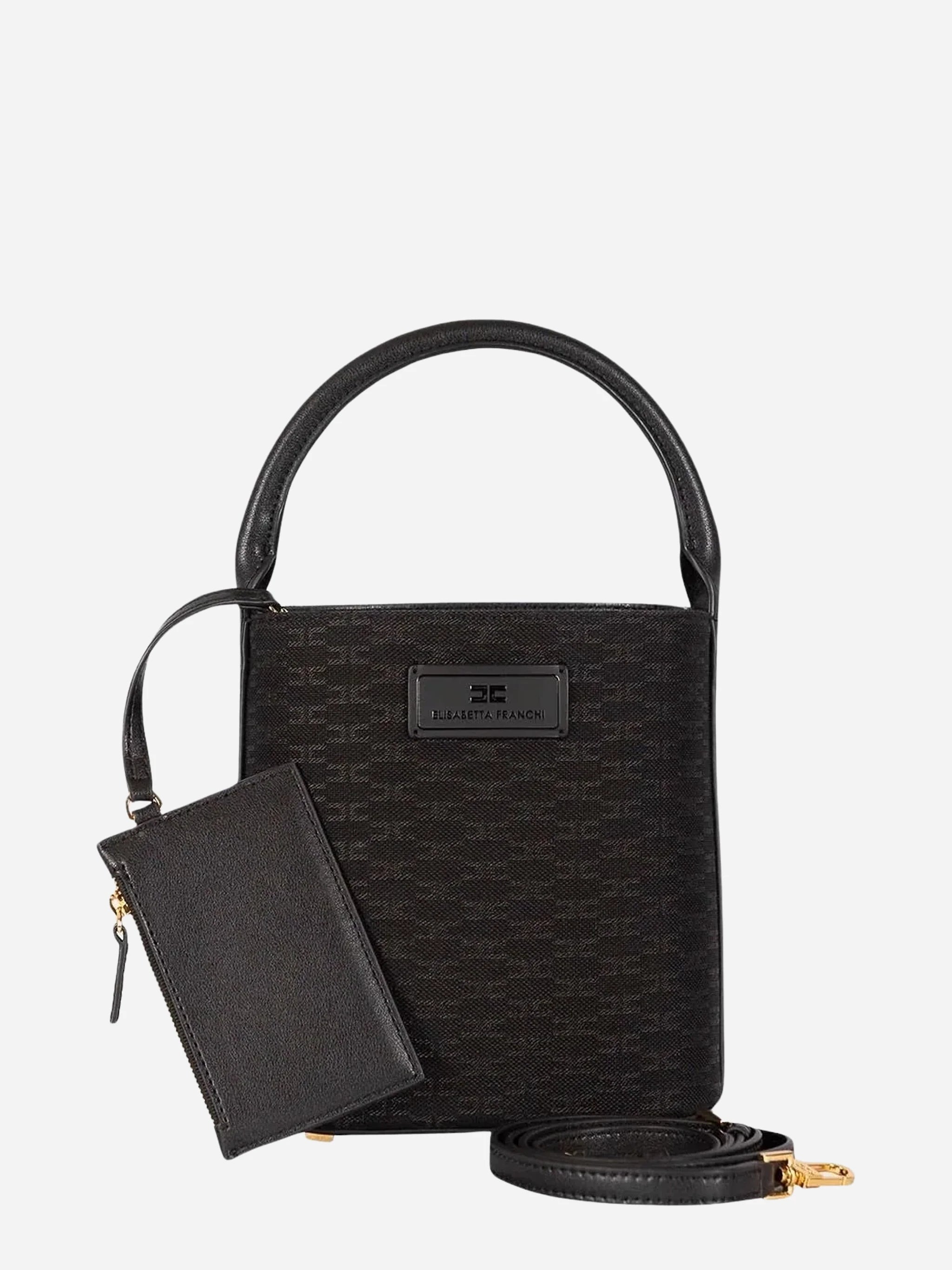 Borsa a secchiello monogram nera Elisabetta Franchi, vista 3 di 3