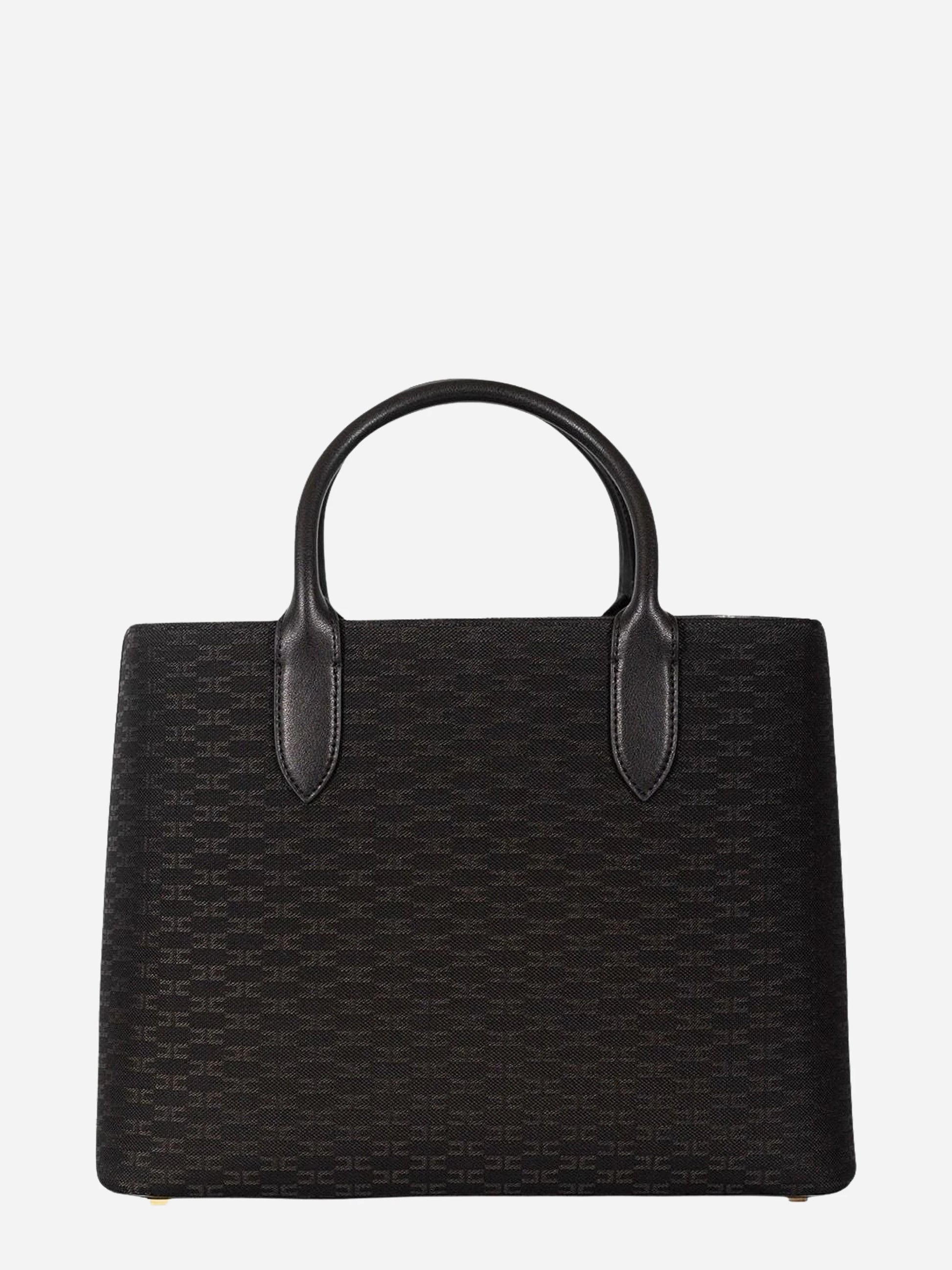 Borsa tote monogram nera Elisabetta Franchi, vista 2 di 3