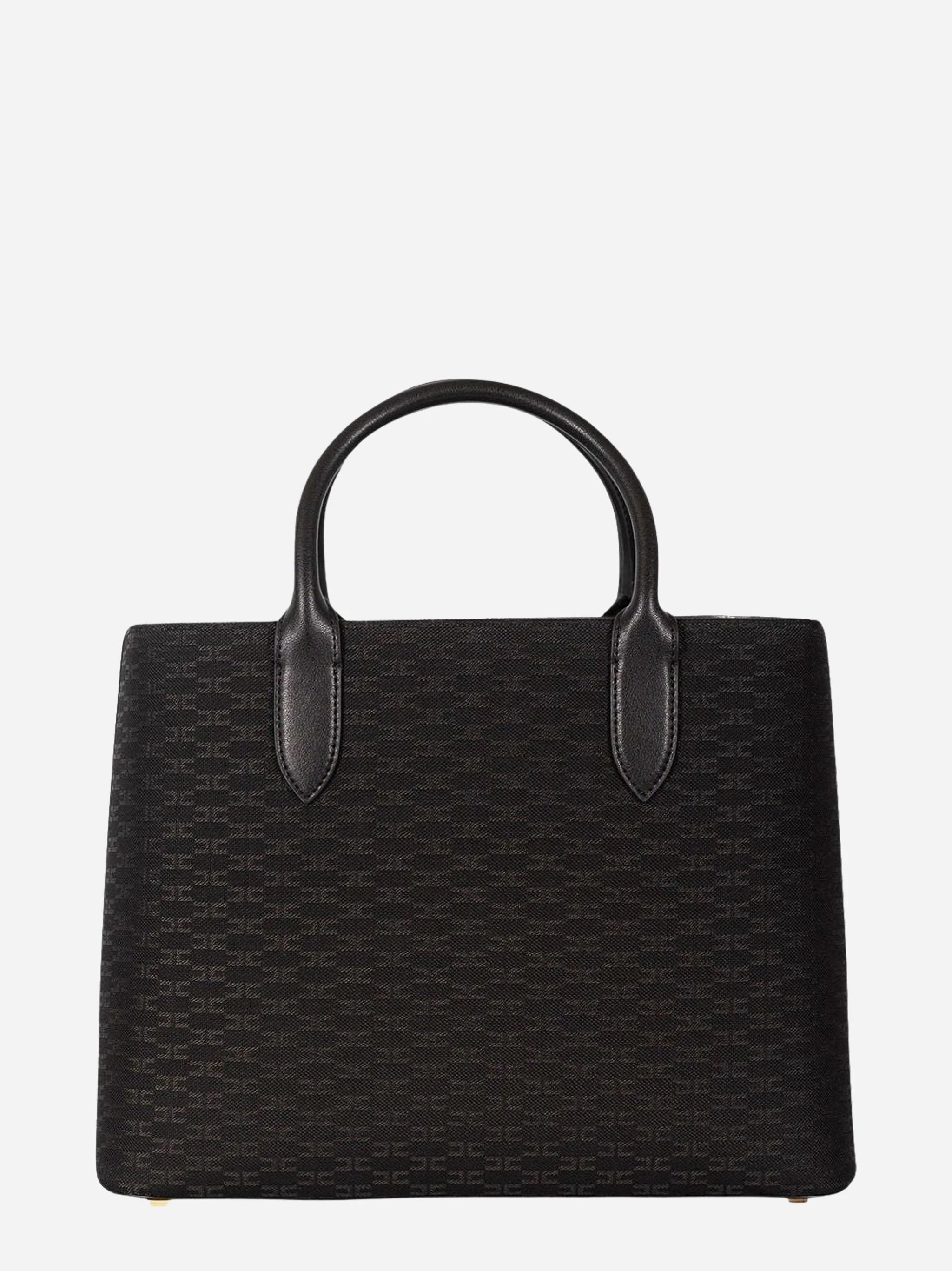 Borsa tote monogram nera Elisabetta Franchi, vista 2 di 3