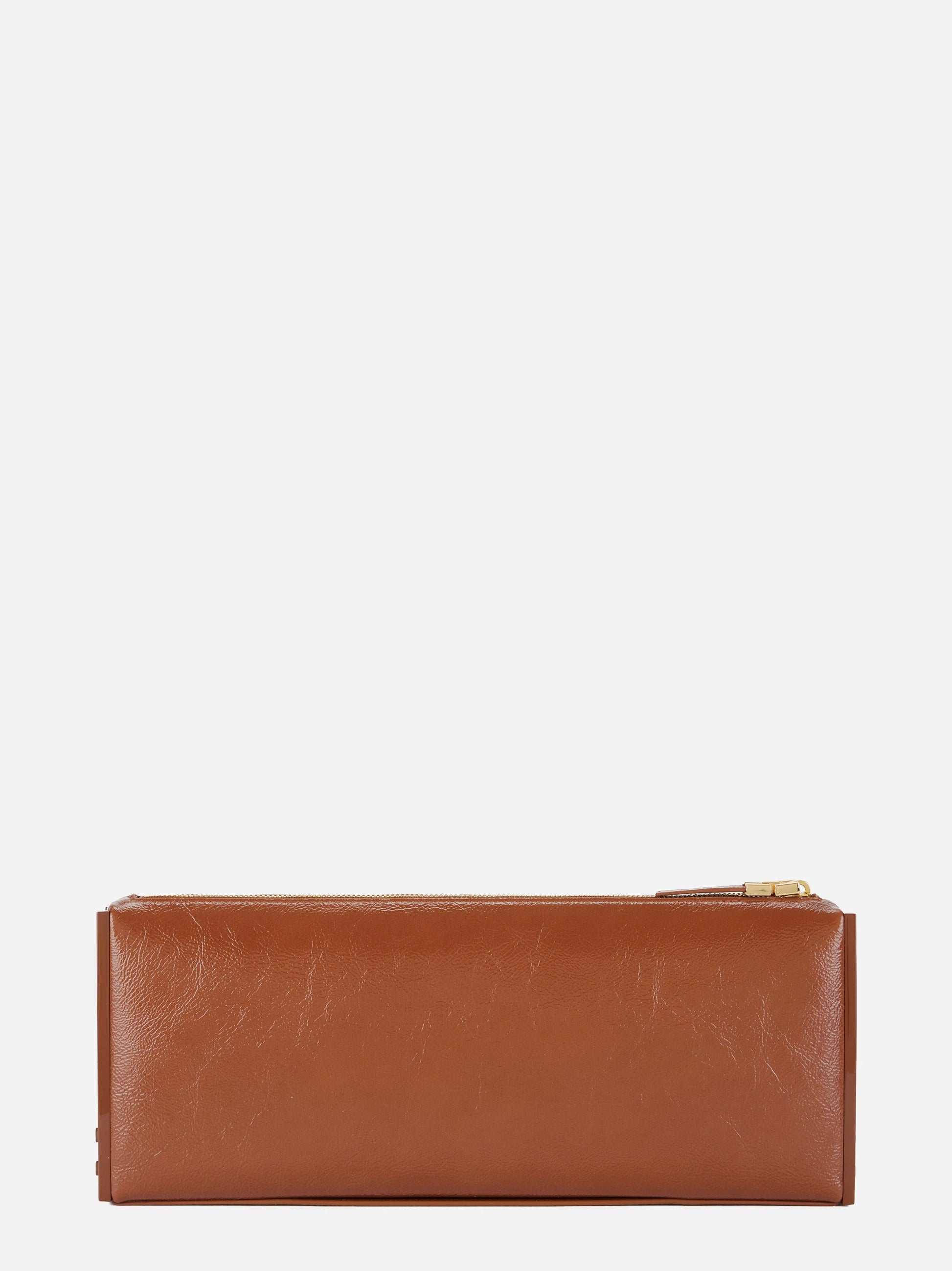 Clutch in vernice marrone Elisabetta Franchi, vista 3 di 4