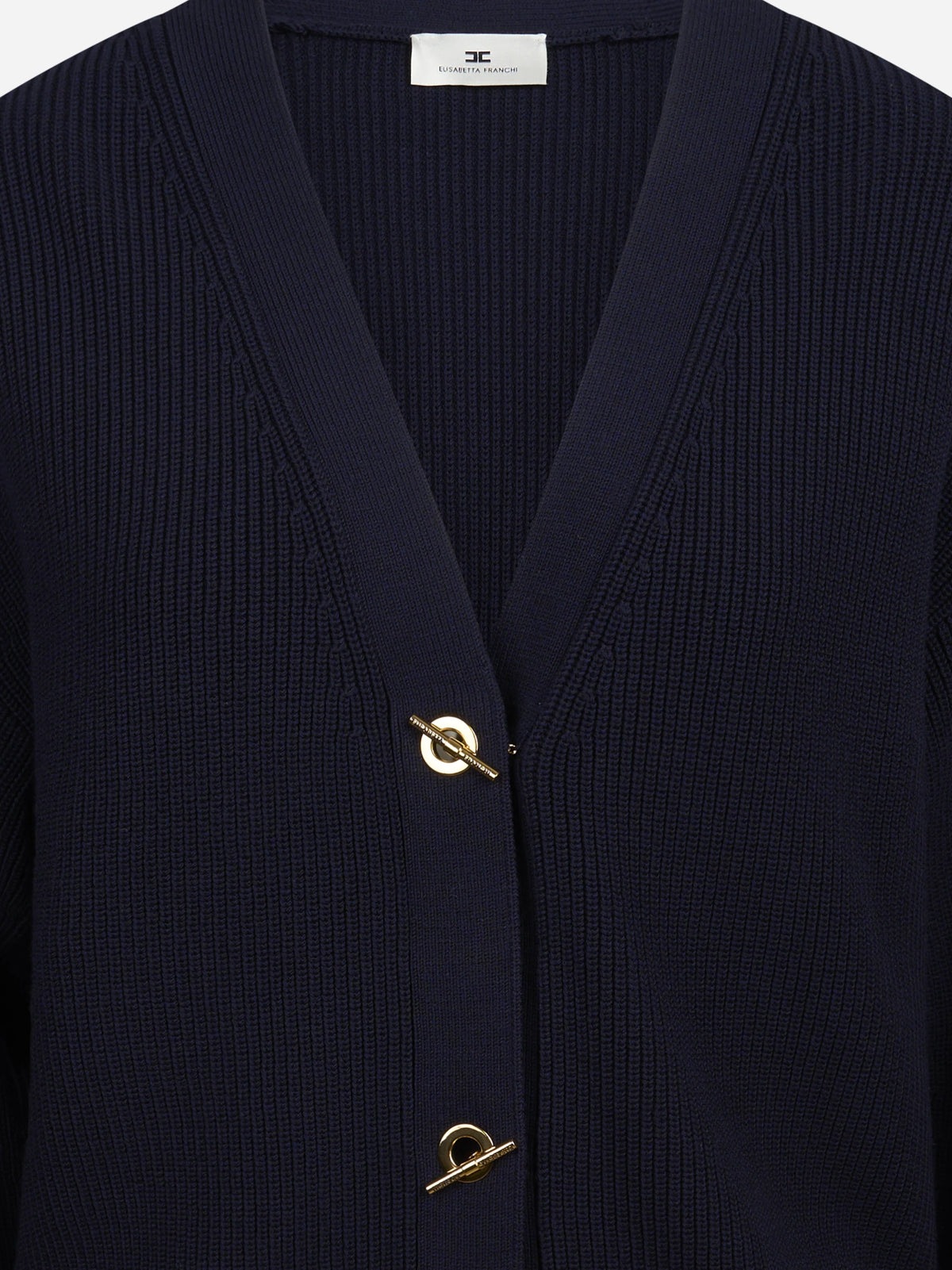Cardigan con bottoni gioiello blu ELISABETTA FRANCHI – immagine 3 di 3