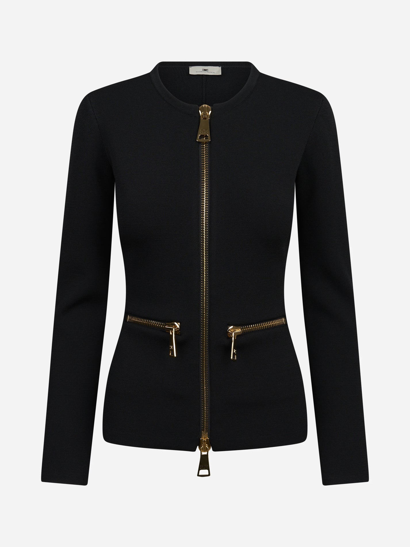 Cardigan in maglia con zip nero ELISABETTA FRANCHI – immagine 1 di 3