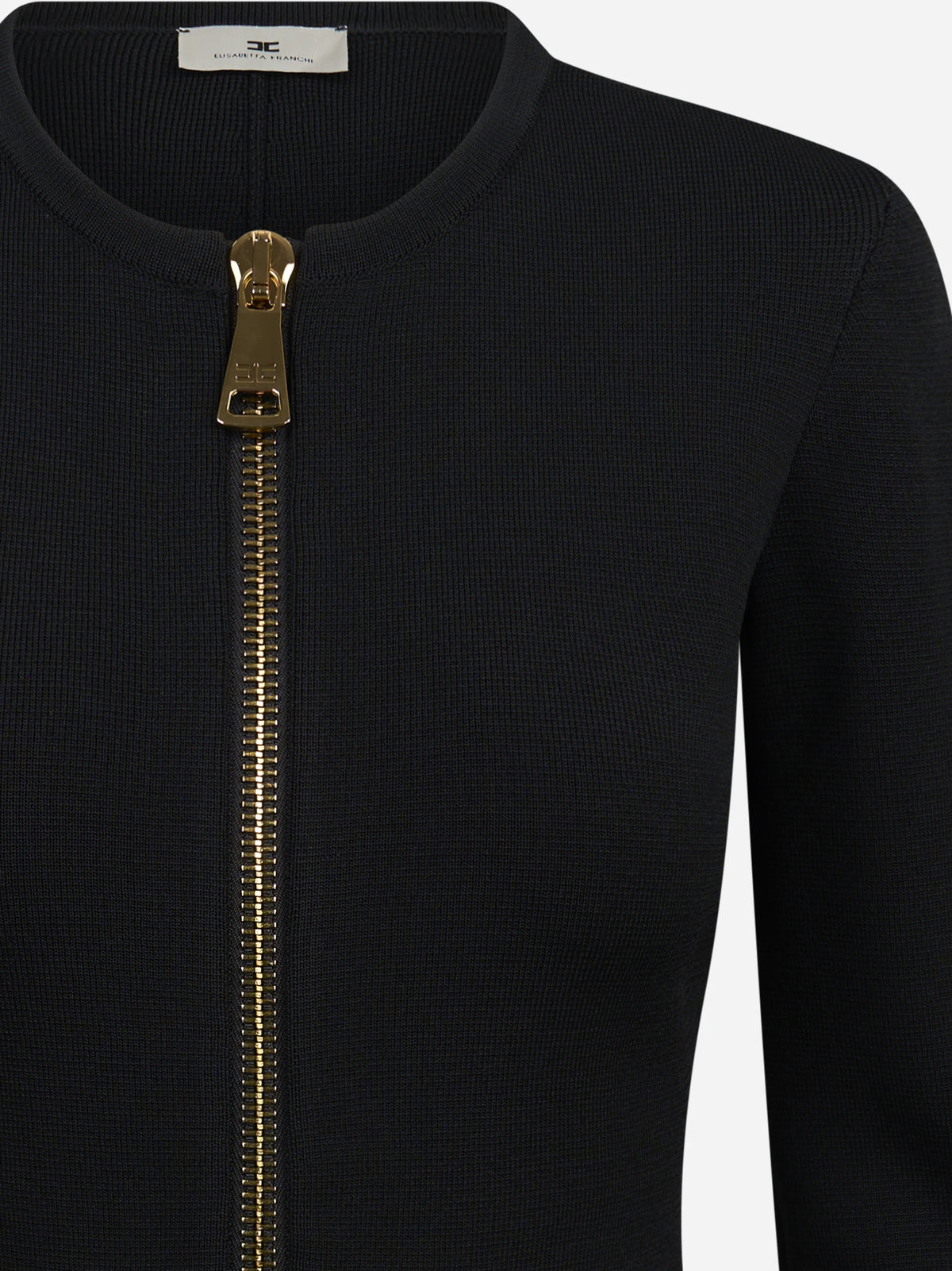Cardigan in maglia con zip nero ELISABETTA FRANCHI – immagine 3 di 3
