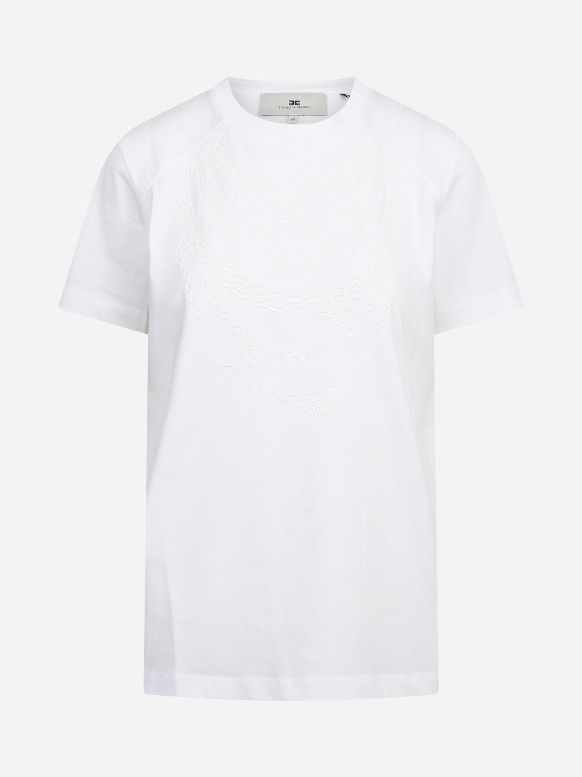 T-shirt girocollo in cotone bianca ELISABETTA FRANCHI – immagine 1 di 3