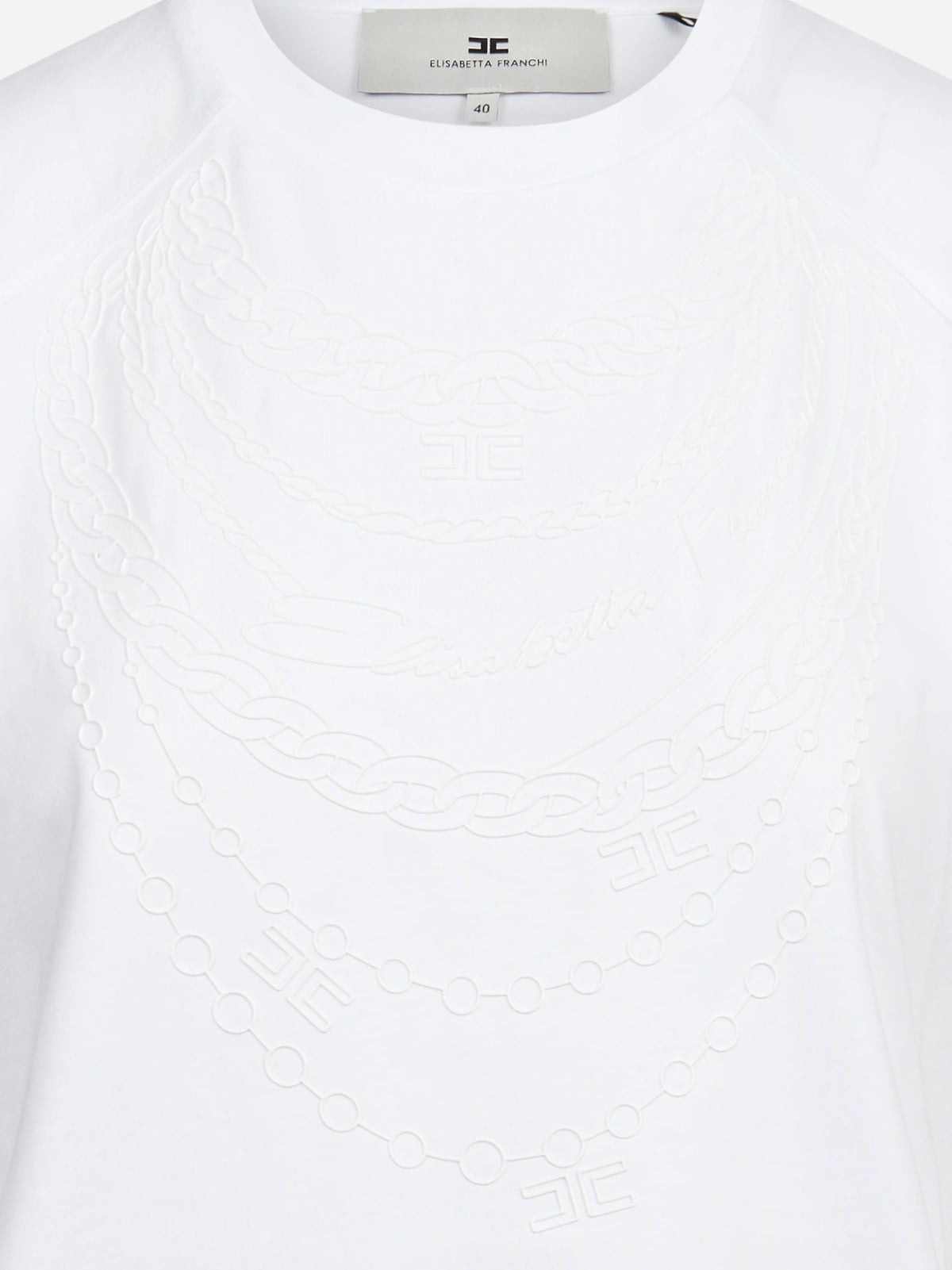 T-shirt girocollo in cotone bianca ELISABETTA FRANCHI – immagine 3 di 3