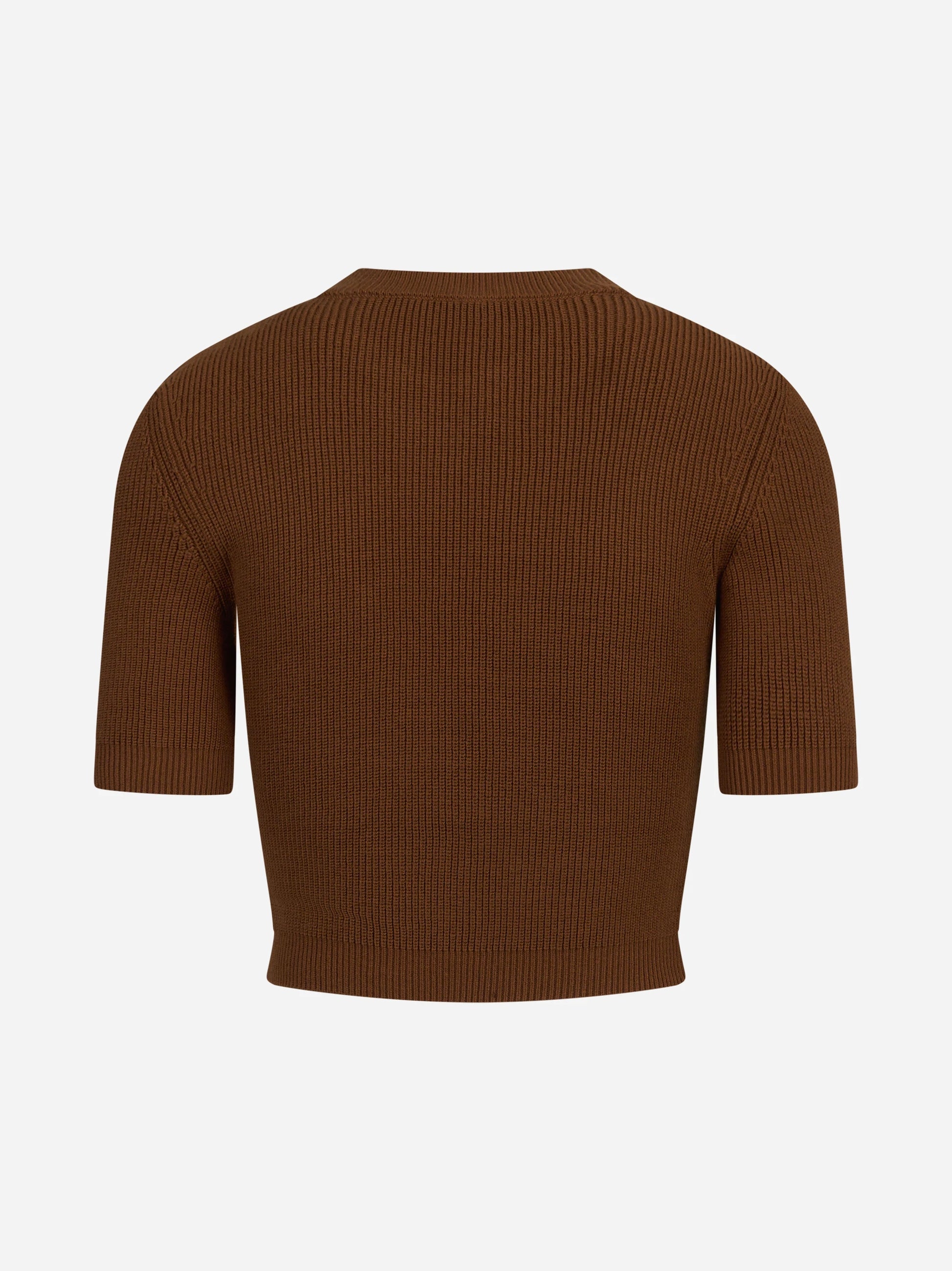 Top in maglia con dettagli gioiello marrone