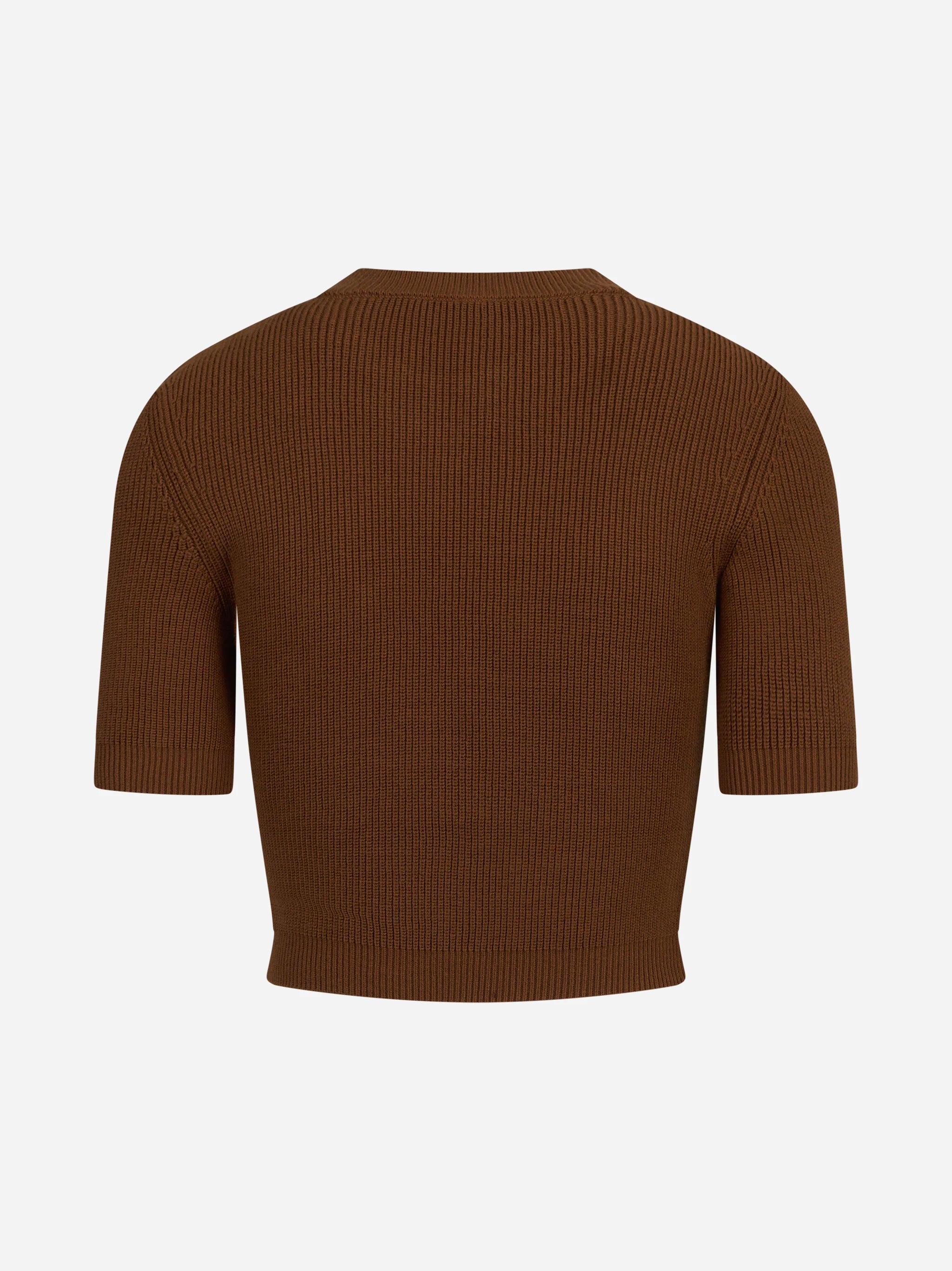 Top in maglia con dettagli gioiello marrone