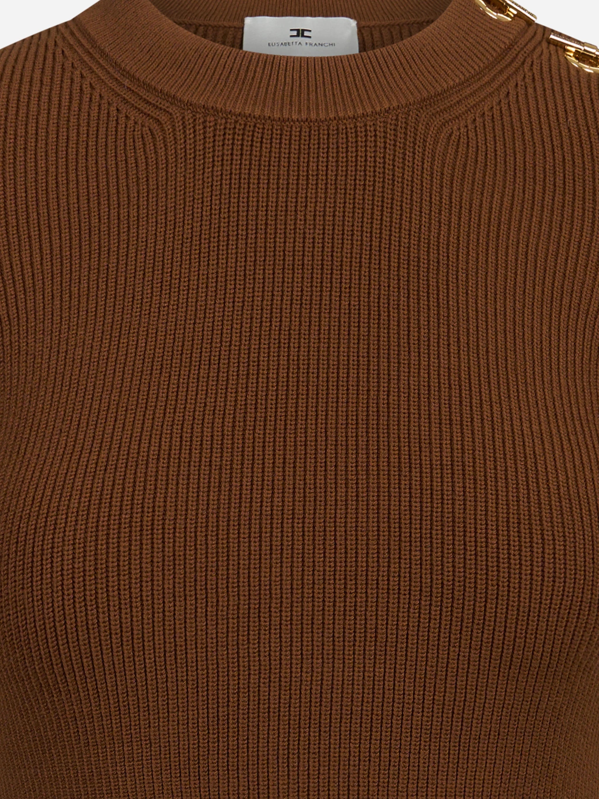 Top in maglia con dettagli gioiello marrone