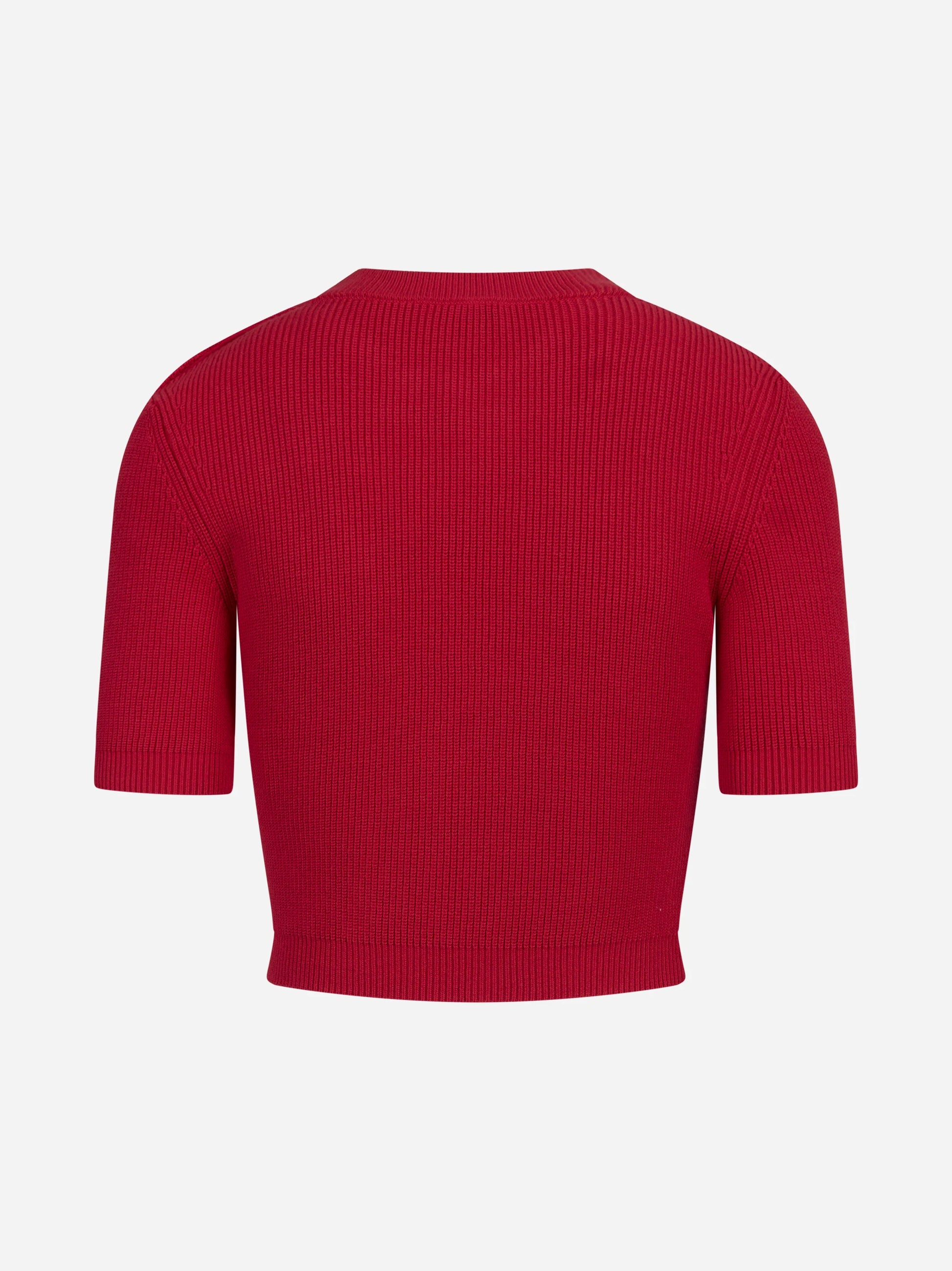 Top in maglia con dettagli gioiello rosso